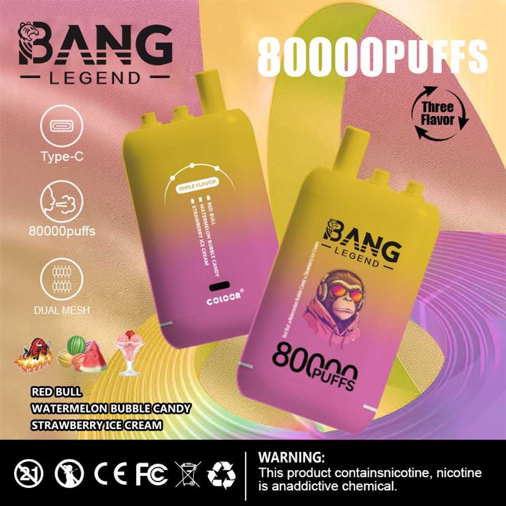 Bang Leader 80K Puffs triple flavor dual mesh Type-C rechargeable bulk disposable vape - Vapo247