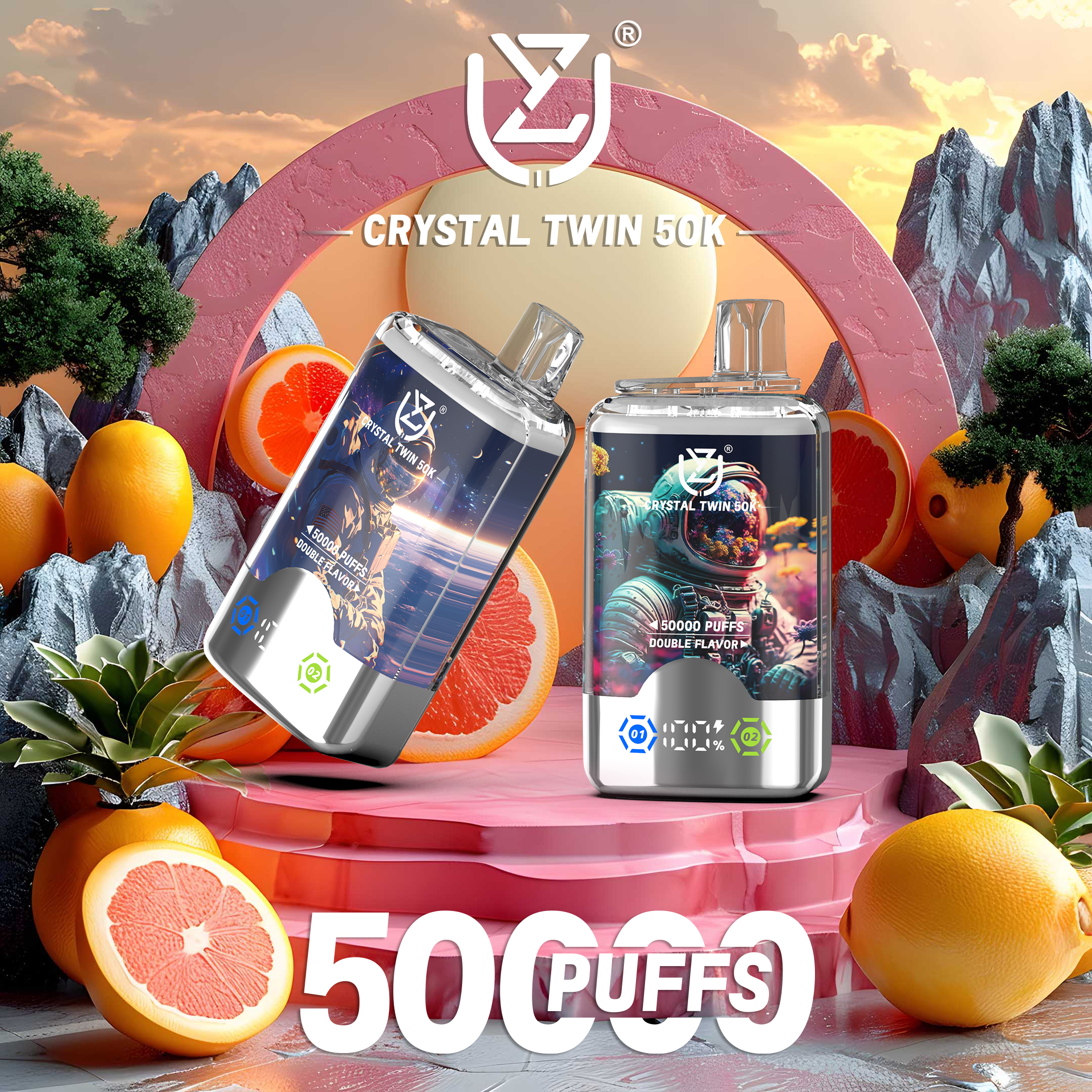 UZY CRYSTAL TWINS 50000 PUFFS DOUBLE FLAVOR DISPOSABLE VAPE