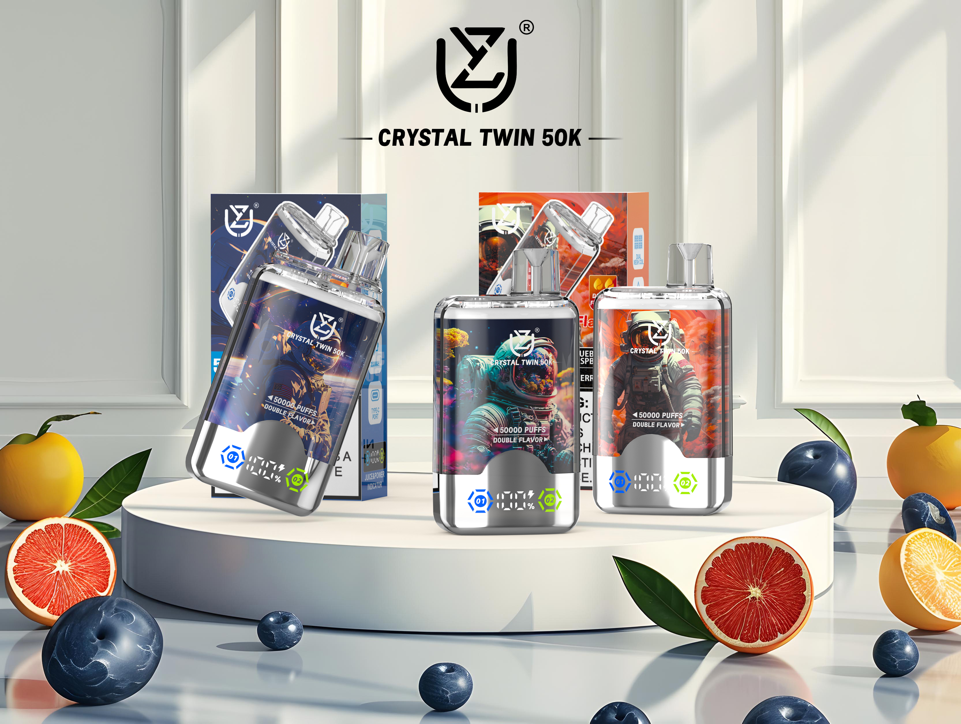 UZY CRYSTAL TWINS 50000 PUFFS DOUBLE FLAVOR DISPOSABLE VAPE