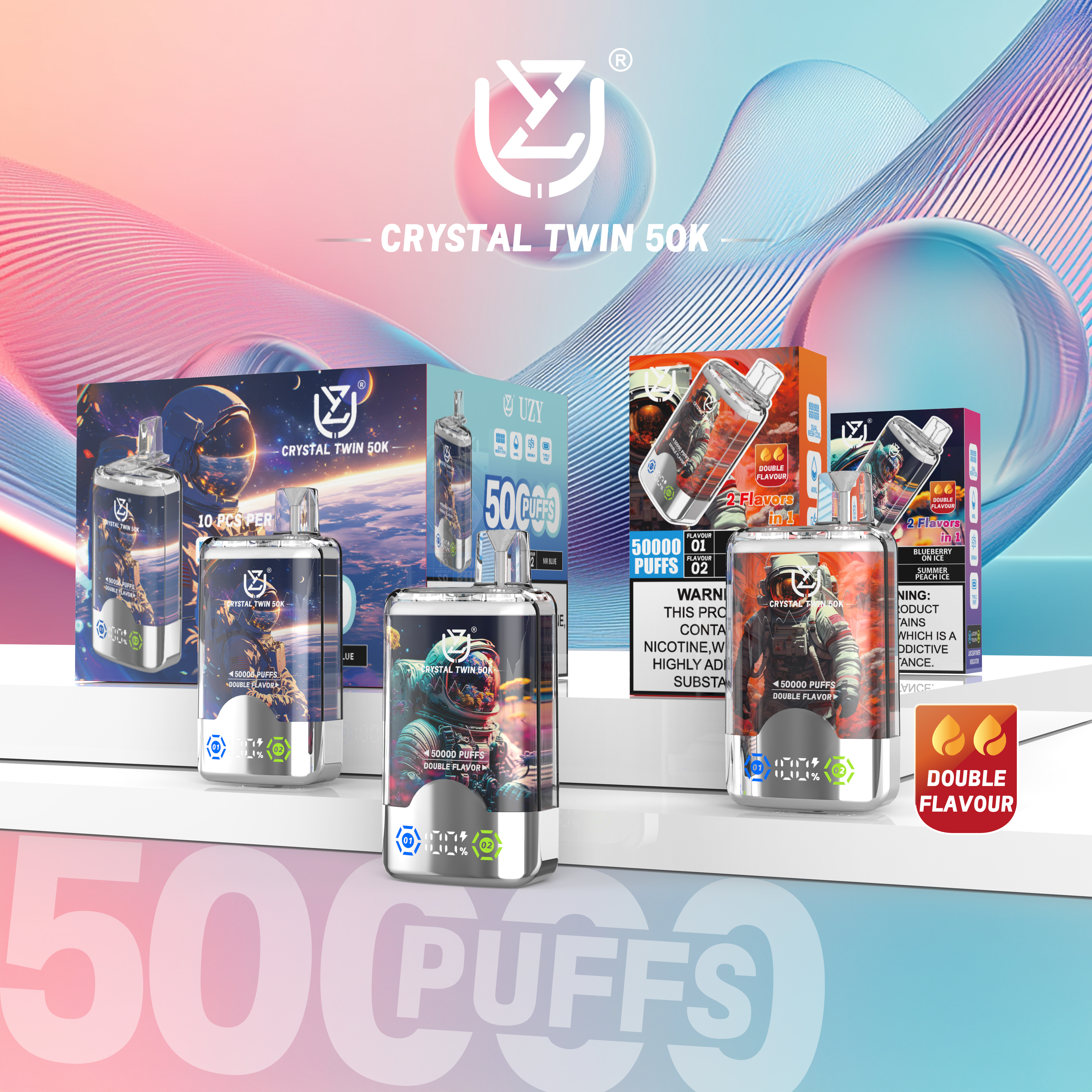 UZY CRYSTAL TWINS 50000 PUFFS DOUBLE FLAVOR DISPOSABLE VAPE