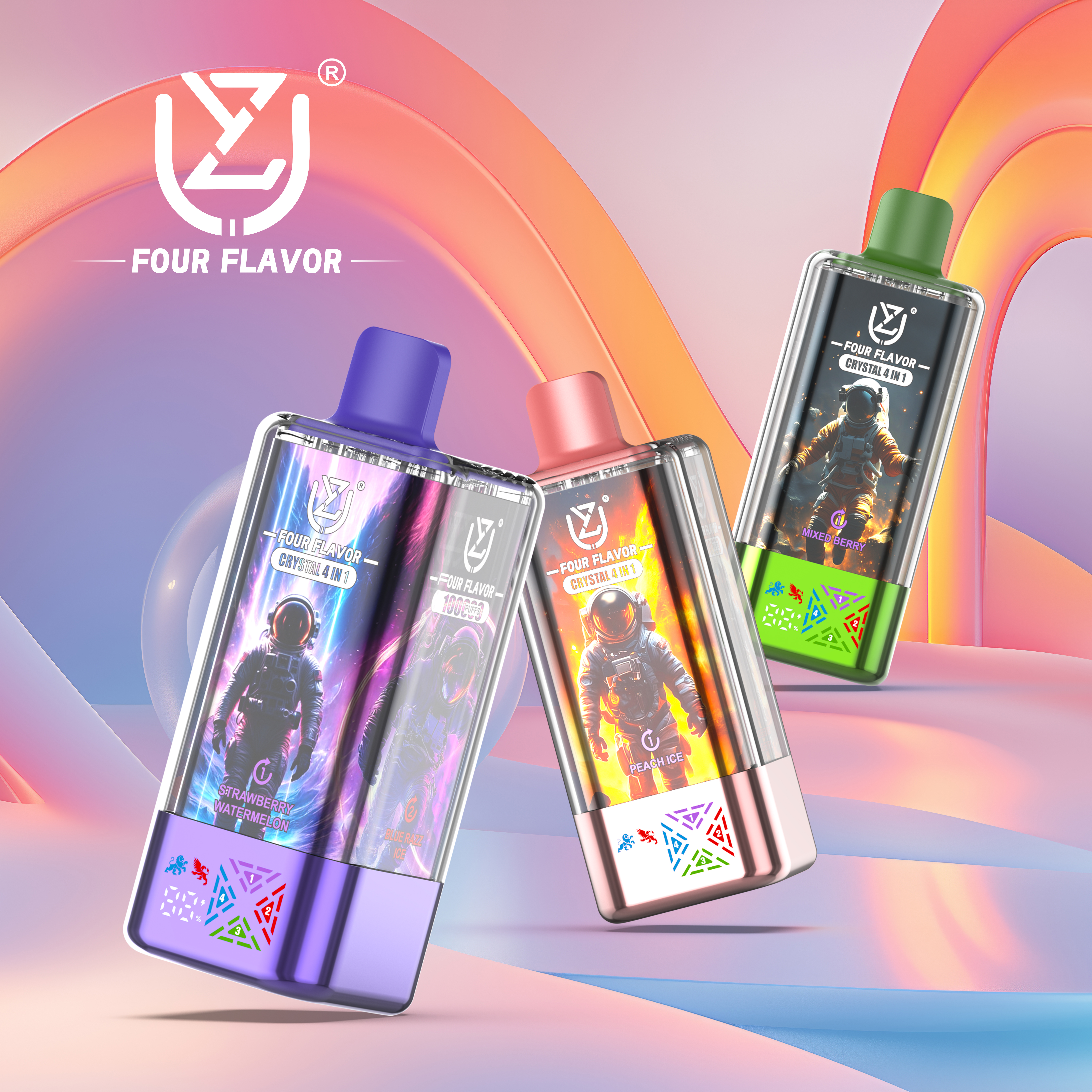 UZY CRYSTAL 100000 Puffs 4-in-1 Flavors LED Screen Display Mesh coil Disposable Vape - Vapo247