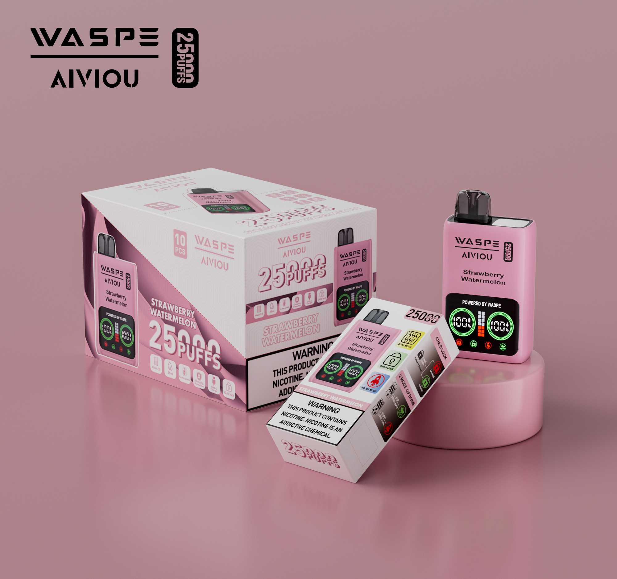 WASPE Aiviou 25000 PUFFS LED Screen Display Dual Mesh Coil Childproof Lock Disposable Vape - Vapo247