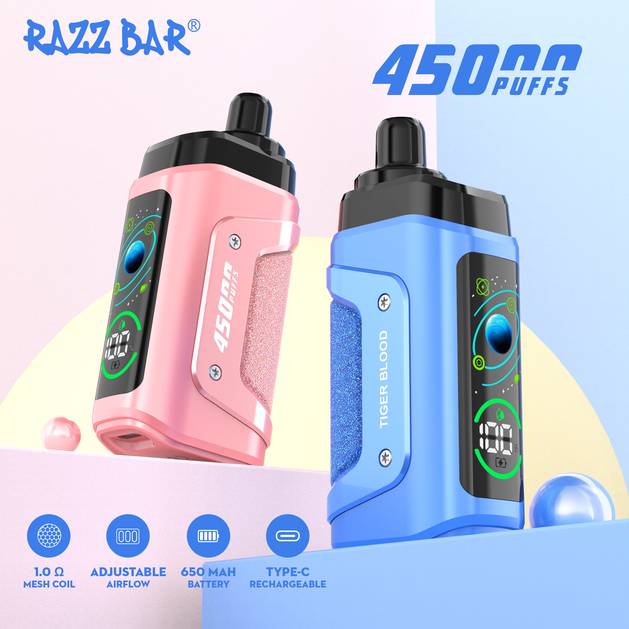 RAZZ BAR 45000 PUFF LED Screen Display Adjustable Airflow 2%5% Nicotine Disposable Vape - Vapo247