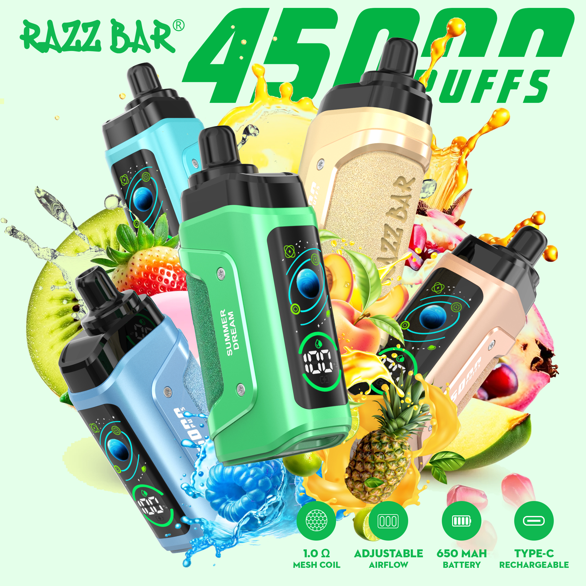 RAZZ BAR 45000 PUFF LED Screen Display Adjustable Airflow 2%5% Nicotine Disposable Vape - Vapo247