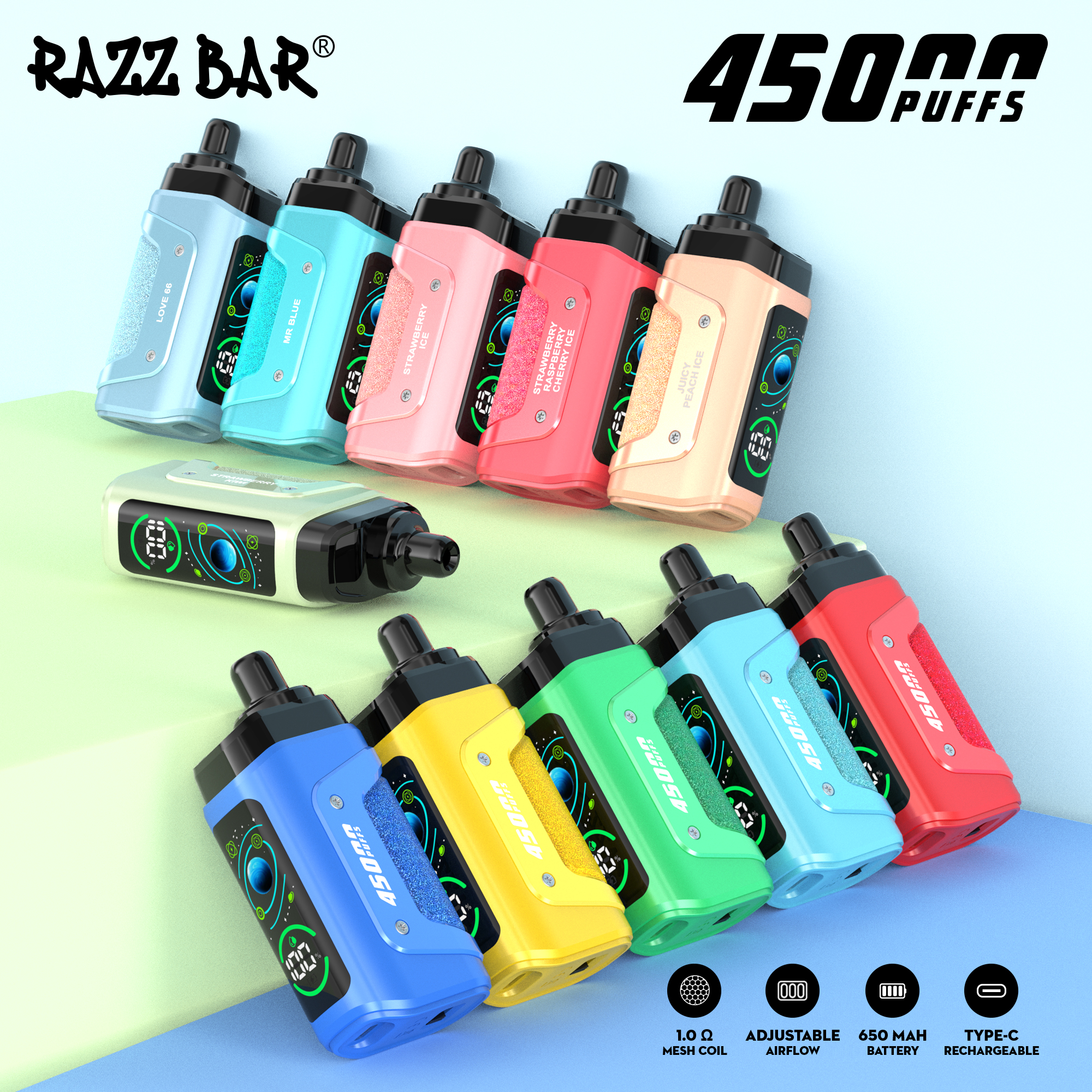 RAZZ BAR 45000 PUFF LED Screen Display Adjustable Airflow 2%5% Nicotine Disposable Vape - Vapo247