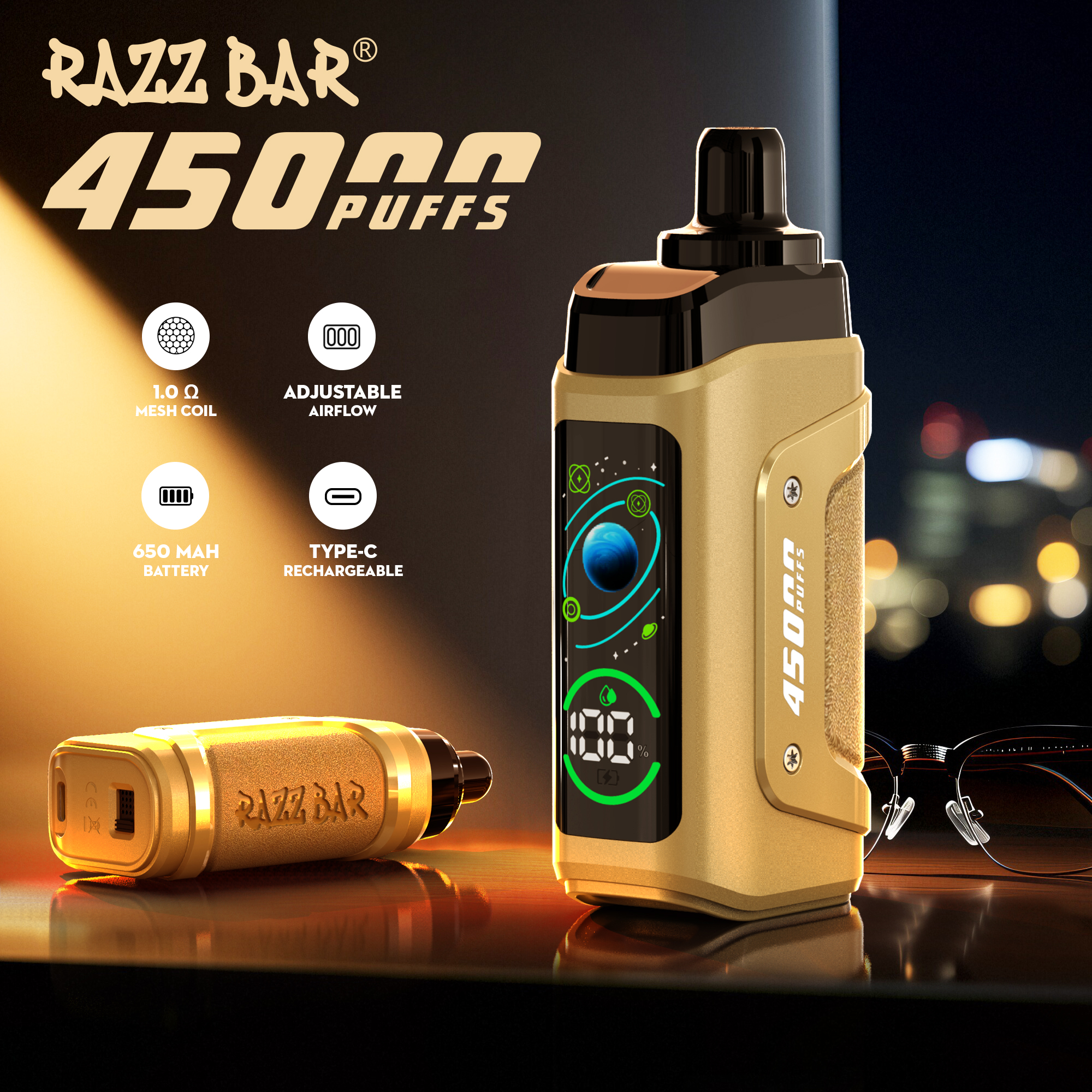 RAZZ BAR 45000 PUFF LED Screen Display Adjustable Airflow 2%5% Nicotine Disposable Vape - Vapo247