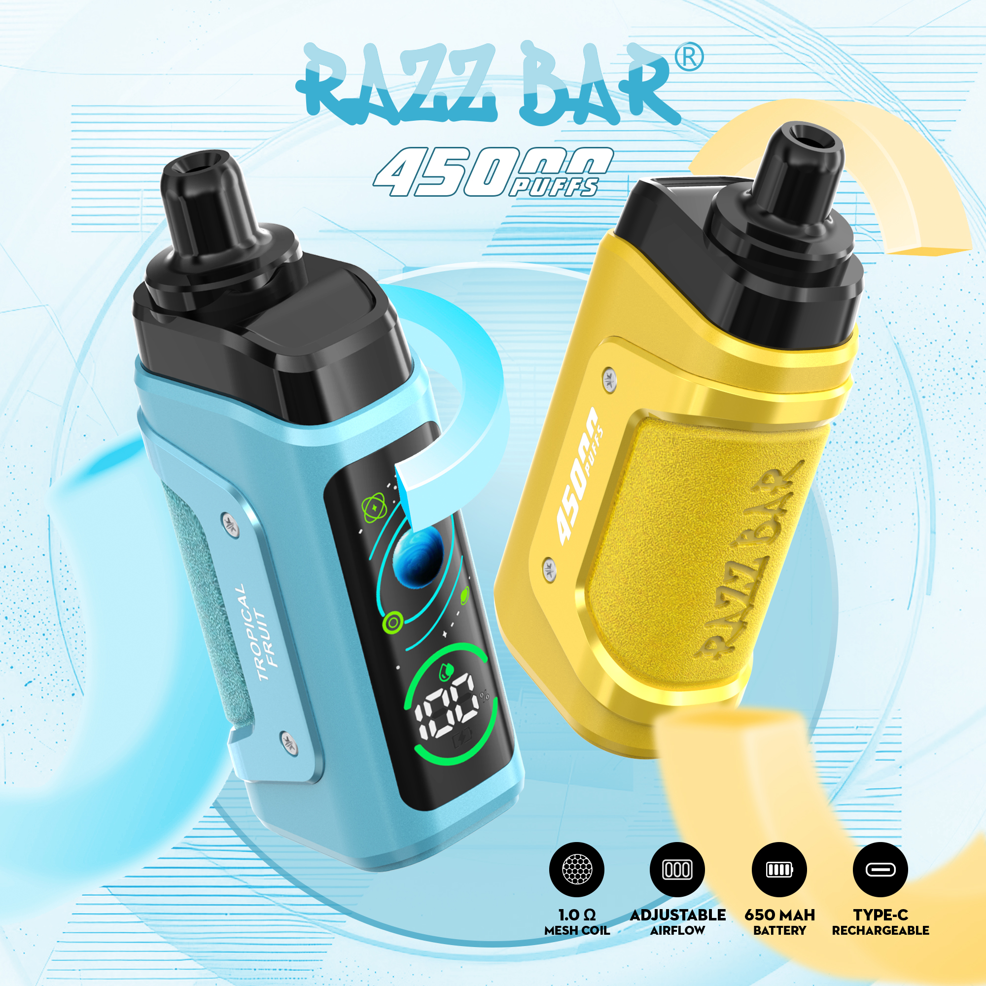 RAZZ BAR 45000 PUFF LED Screen Display Adjustable Airflow 2%5% Nicotine Disposable Vape - Vapo247