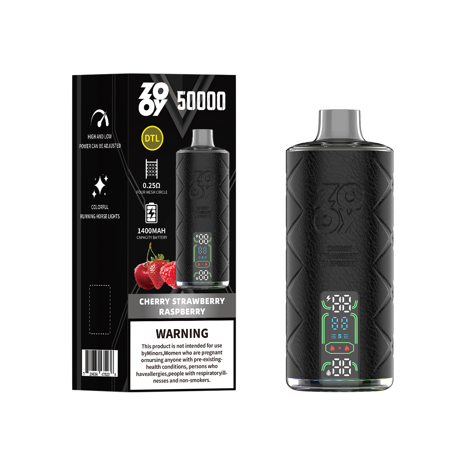 ZOOY shisha 50000 Puffs DTL BIG CLOUD Hookah Style LED Screen RGB Light Disposable Vape - Vapo247