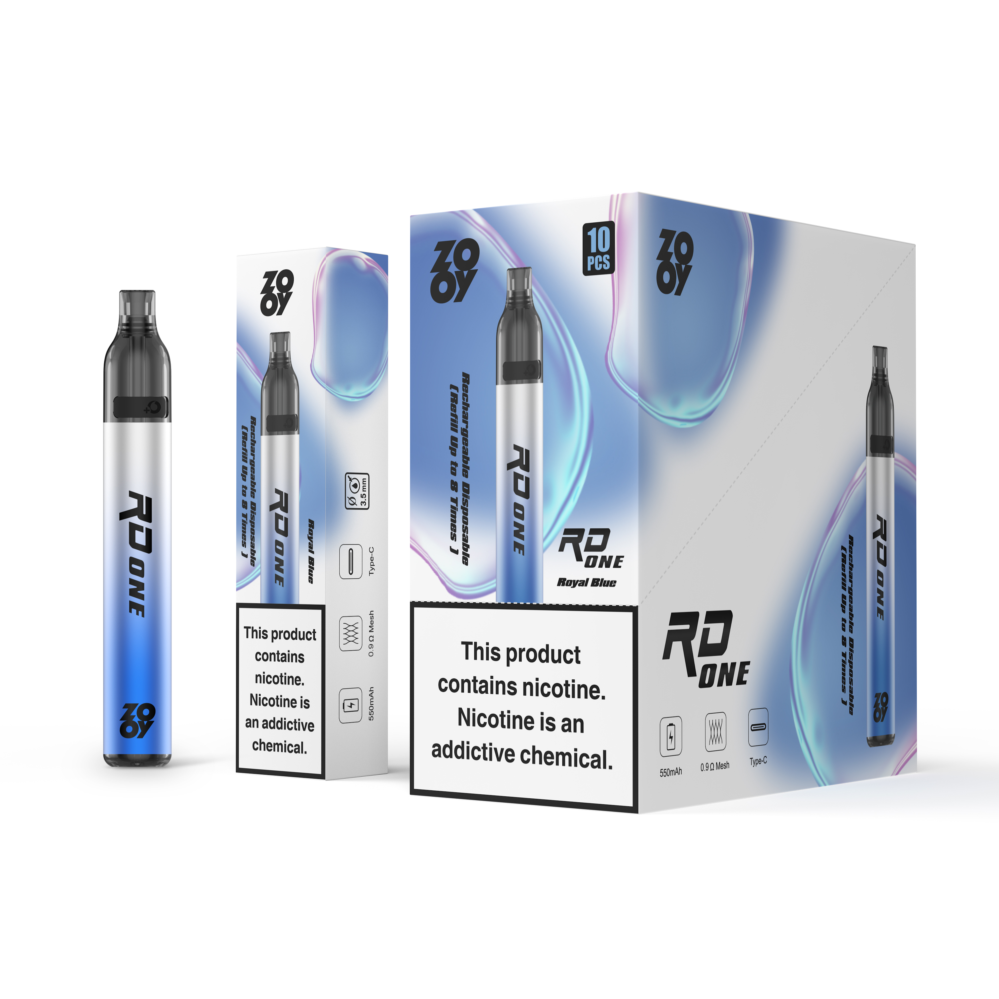 ZOOY RD ONE Refillable Vape Kit with 2 Bottles of 10ml E-liquid Disposable Vape - Vapo247
