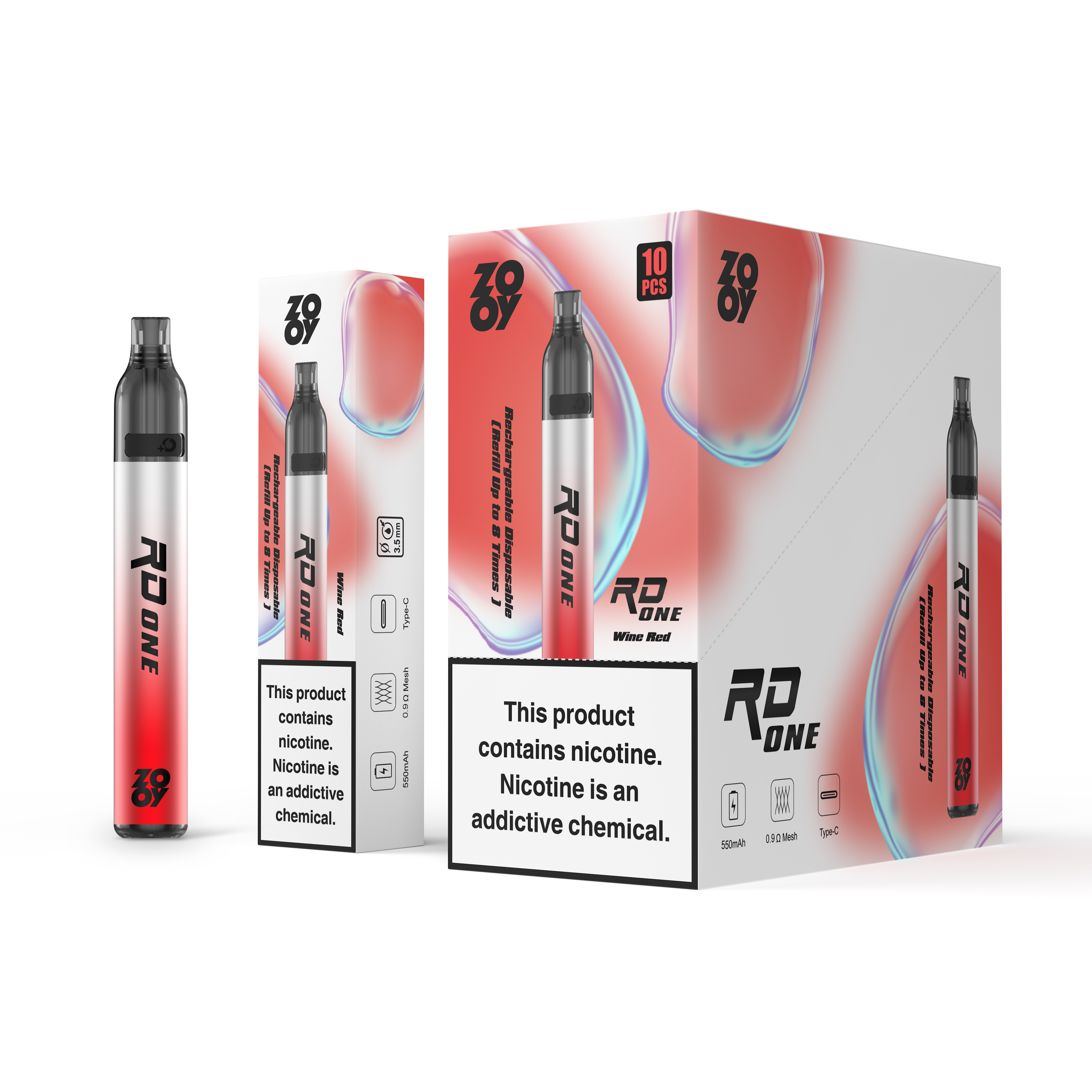 ZOOY RD ONE Refillable Vape Kit with 2 Bottles of 10ml E-liquid Disposable Vape - Vapo247