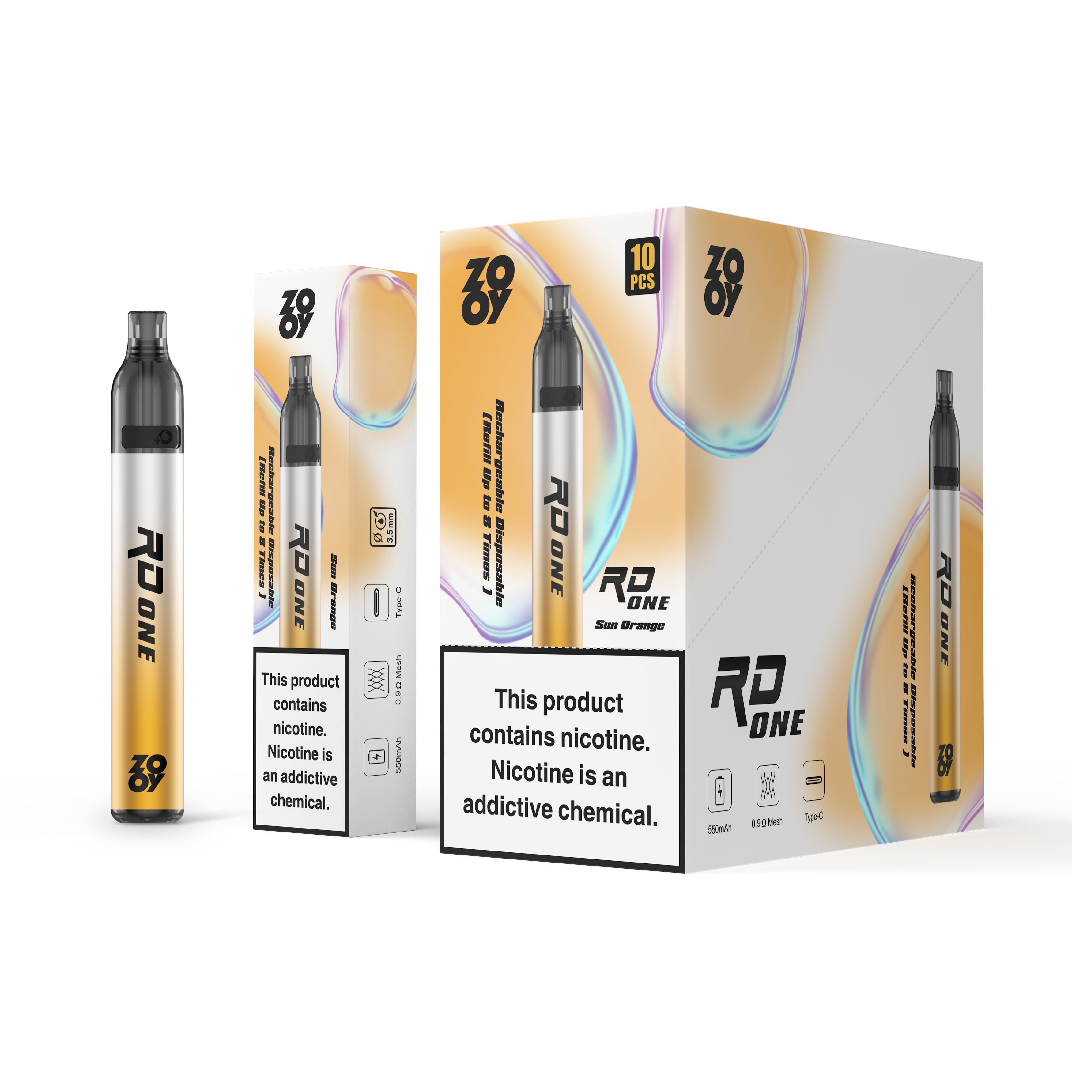 ZOOY RD ONE Refillable Vape Kit with 2 Bottles of 10ml E-liquid Disposable Vape - Vapo247