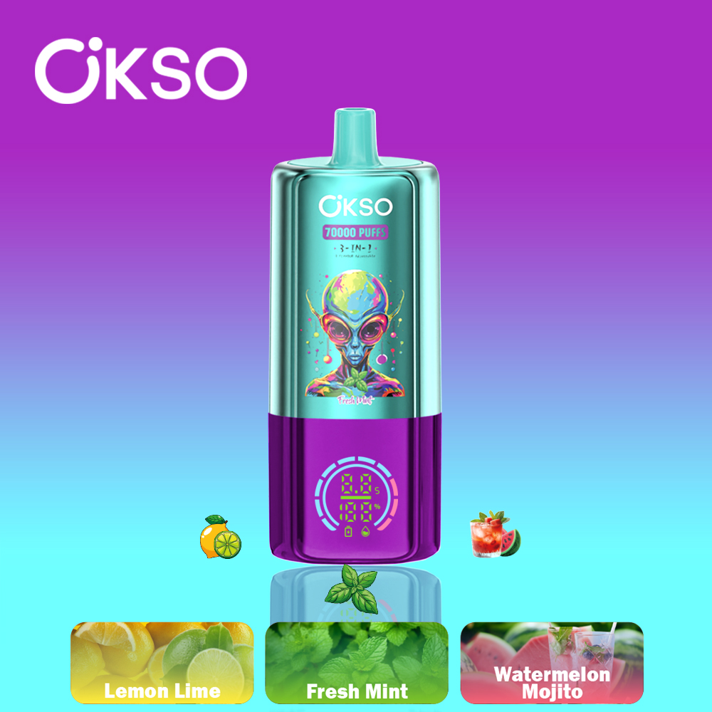 OKSO 3-IN-1 70000 Puffs LED Screen Triple Flavors 2%5% Nicotine Disposable Vape - Vapo247