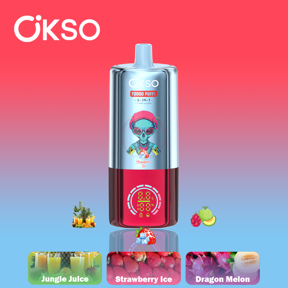 OKSO 3-IN-1 70000 Puffs LED Screen Triple Flavors 2%5% Nicotine Disposable Vape - Vapo247
