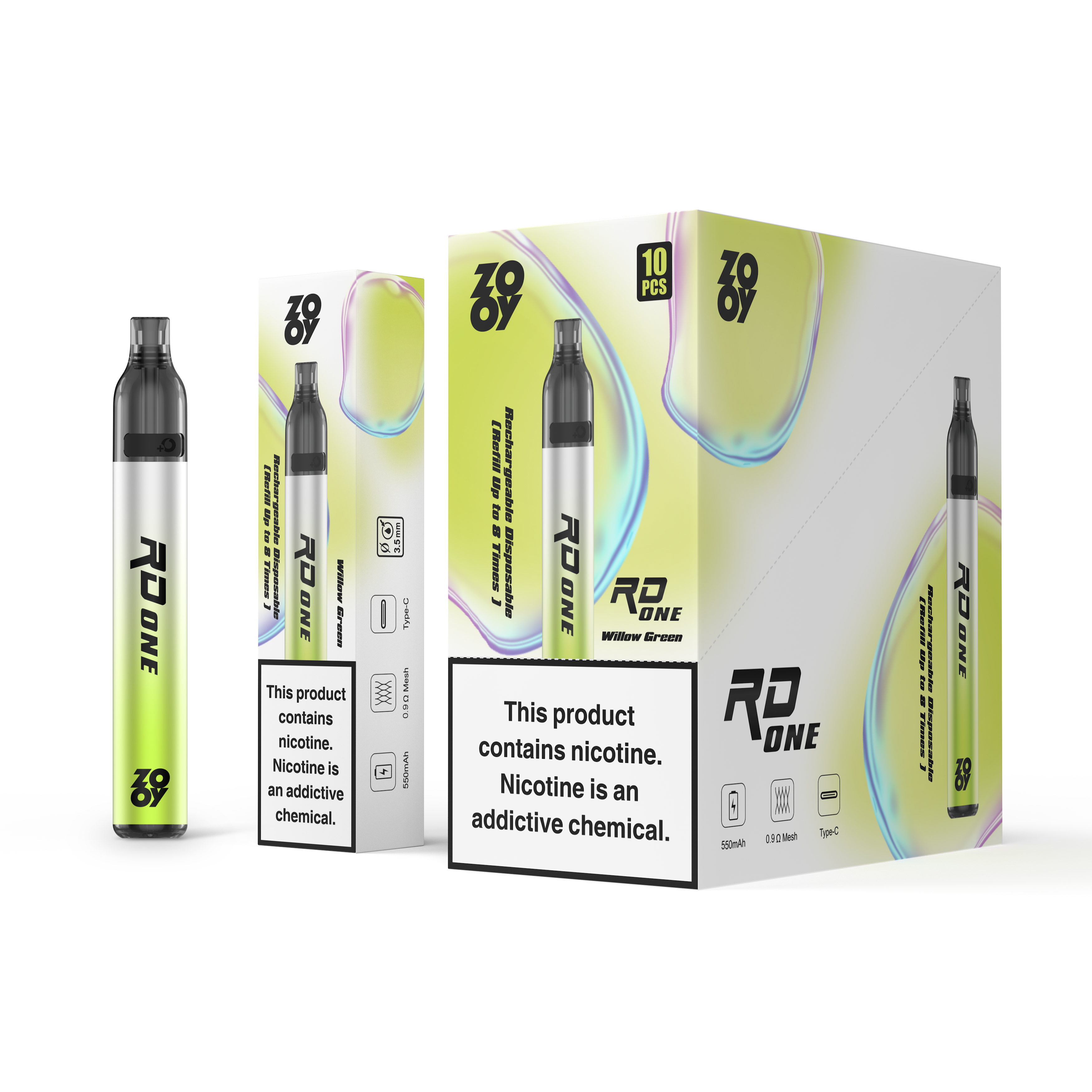 ZOOY RD ONE Refillable Vape Kit with 2 Bottles of 10ml E-liquid Disposable Vape - Vapo247