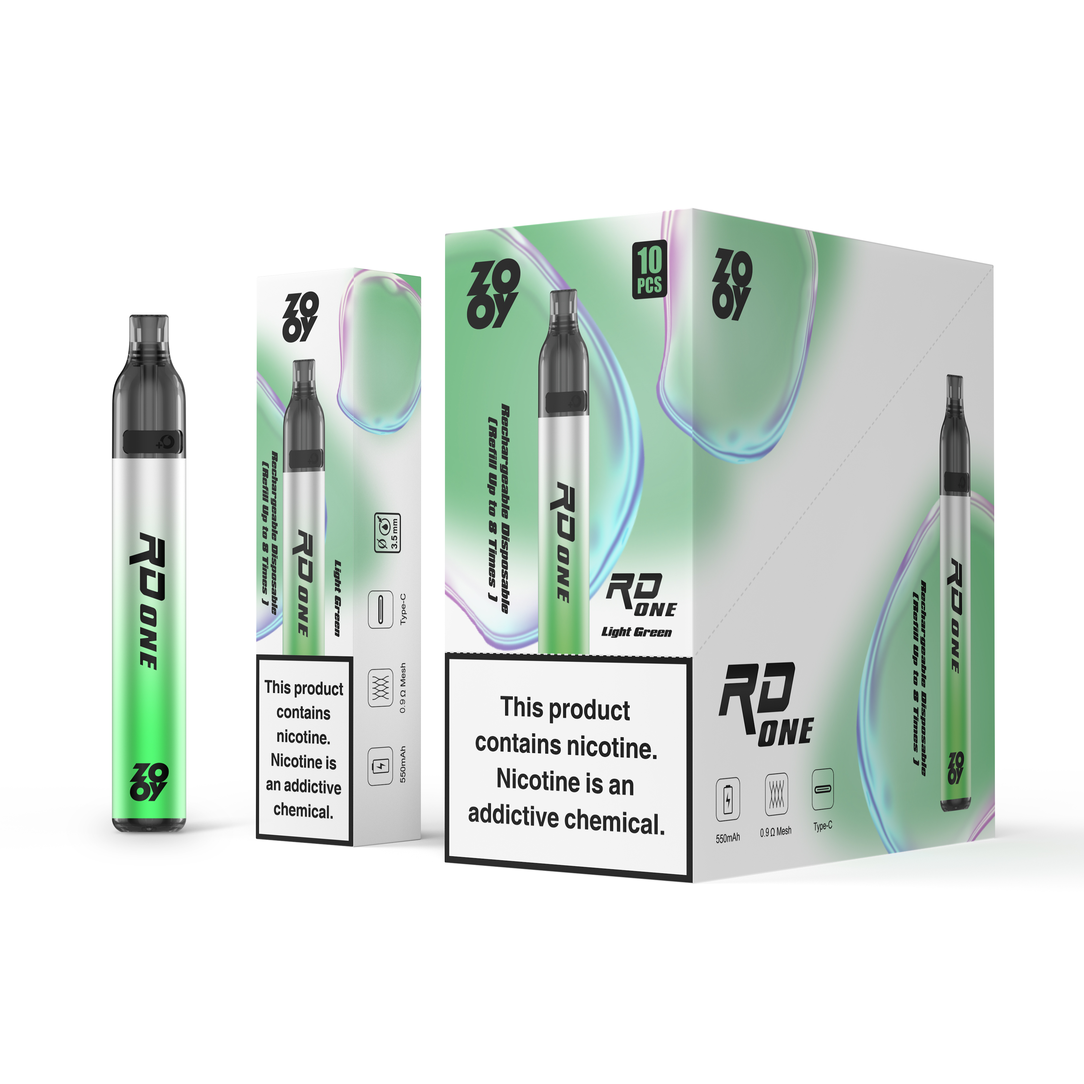 ZOOY RD ONE Refillable Vape Kit with 2 Bottles of 10ml E-liquid Disposable Vape - Vapo247