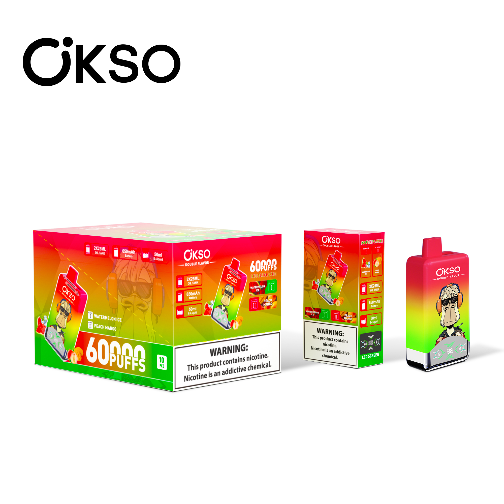 OKSO Double Flavor 60000 Puffs 2-in-1 Flavors LED Screen Disposable Vape - Vapo247