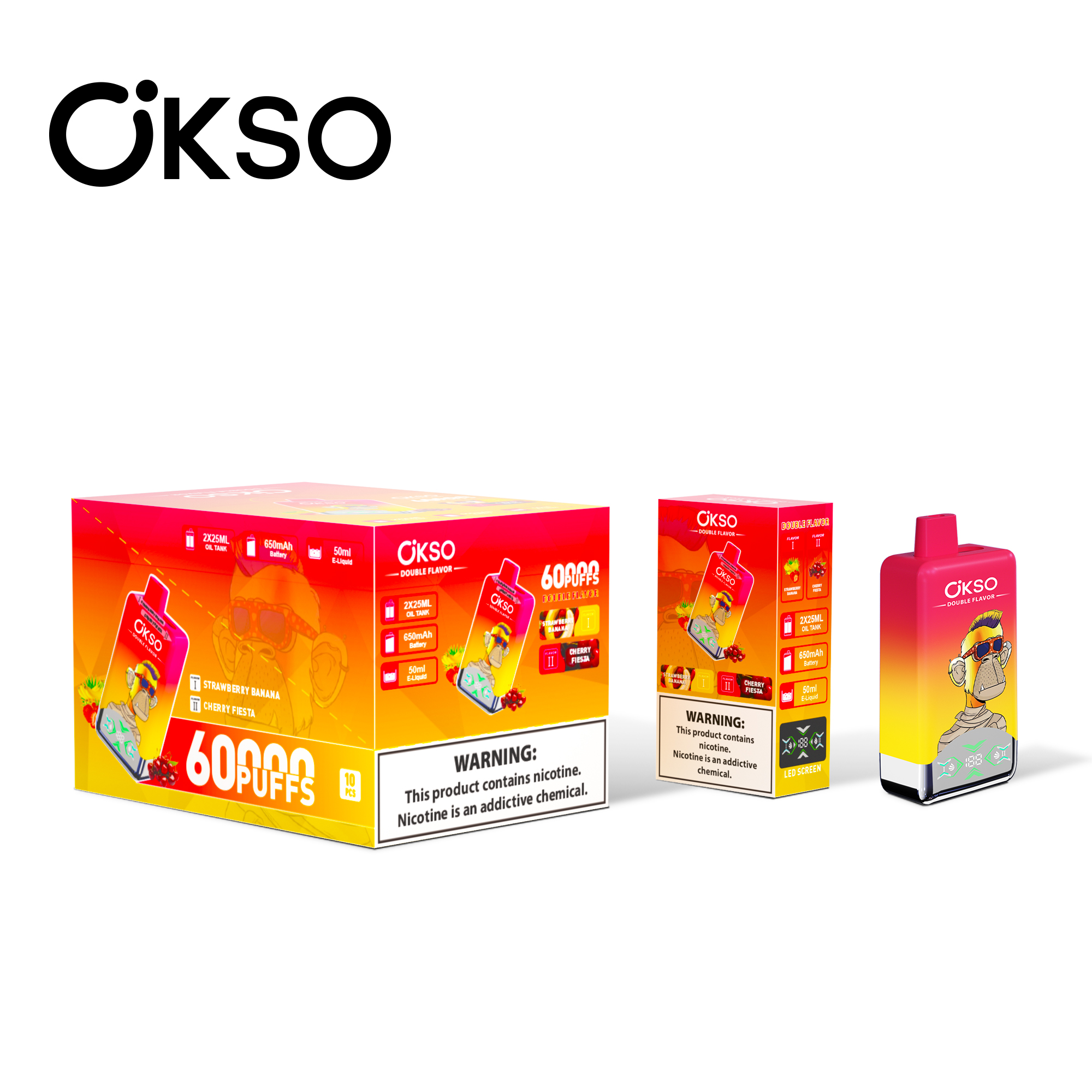 OKSO Double Flavor 60000 Puffs 2-in-1 Flavors LED Screen Disposable Vape - Vapo247
