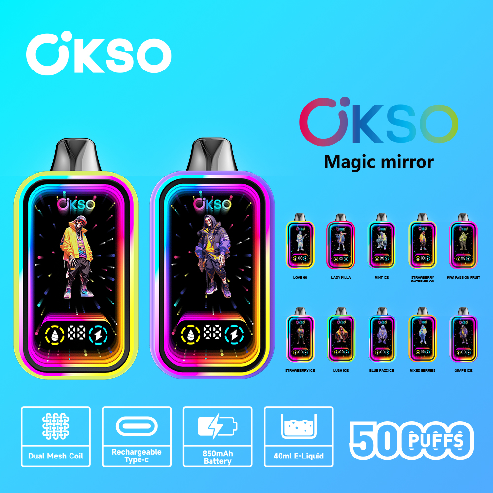 OKSO Magic Mirror 50000 Puffs LED Screen Display Mirror Effect Disposable Vape - Vapo247