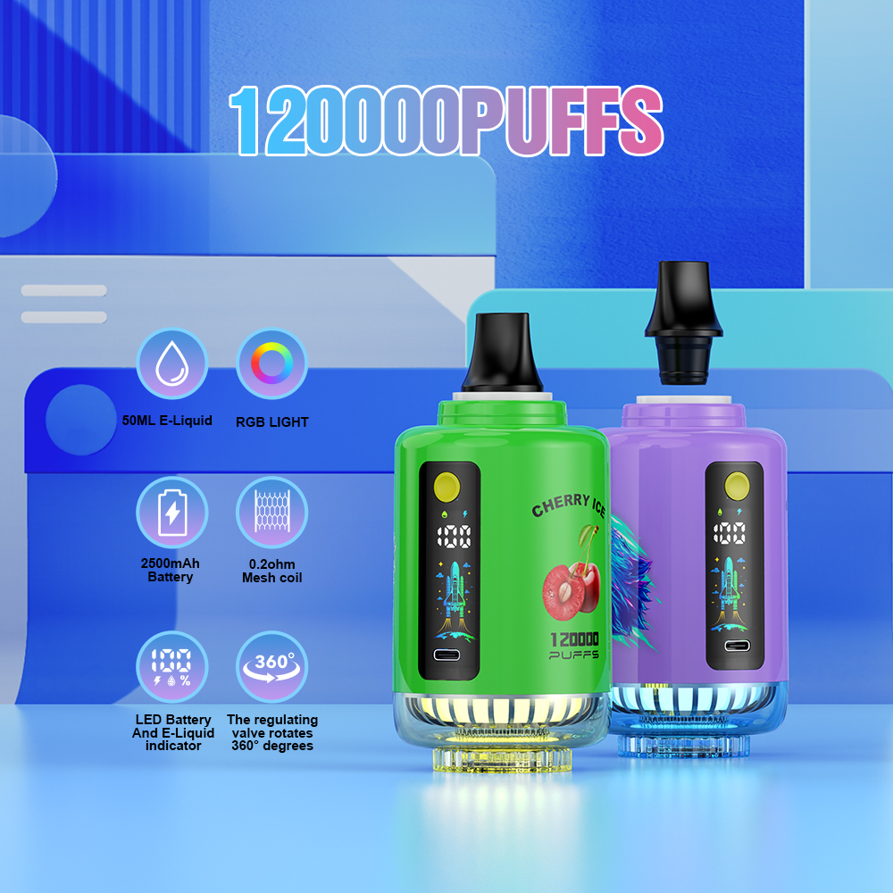 ATUS 120K Hookah Shisha 120K Puffs LED Display RGB Light DTL Puff 2500 mAh Battery 360 Degree Valve Disposable Vape - Vapo247