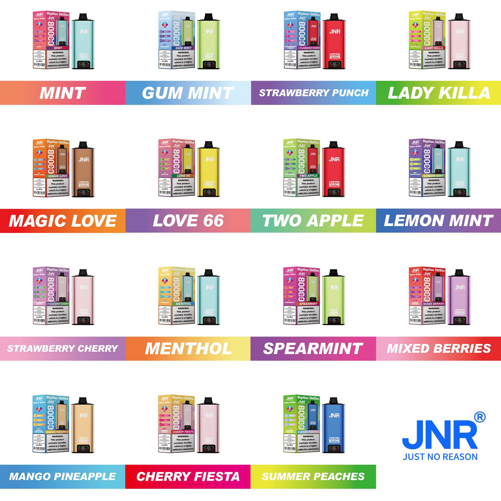 JNR Big Mac Shisha 80000 Puffs 55ml E-Liquid Quad Mesh Coil with DTL Vaping Smart Screen Adjustable Airflow Disposable Vape - Vapo247