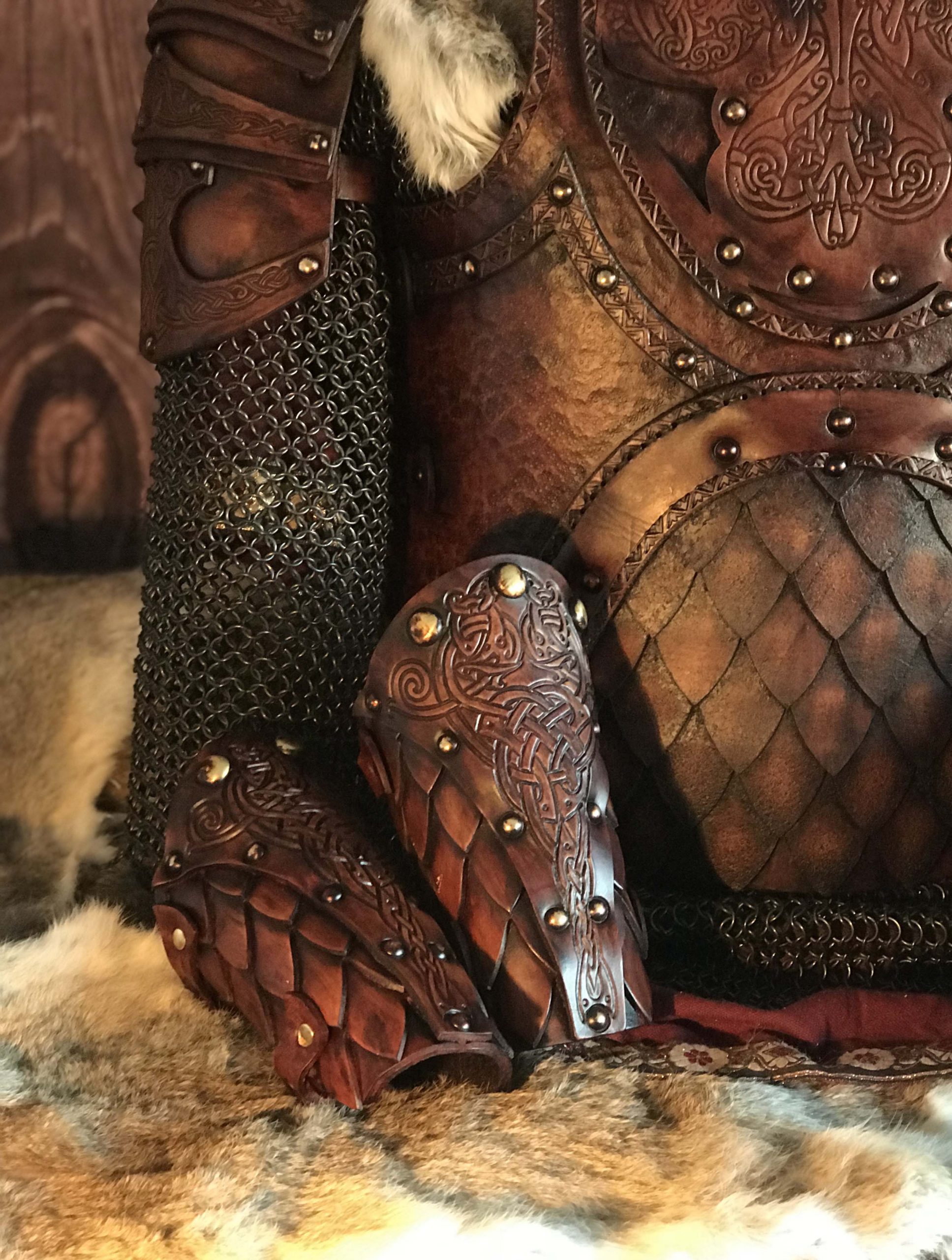 The Sigrun Deluxe larp Leather Vambraces