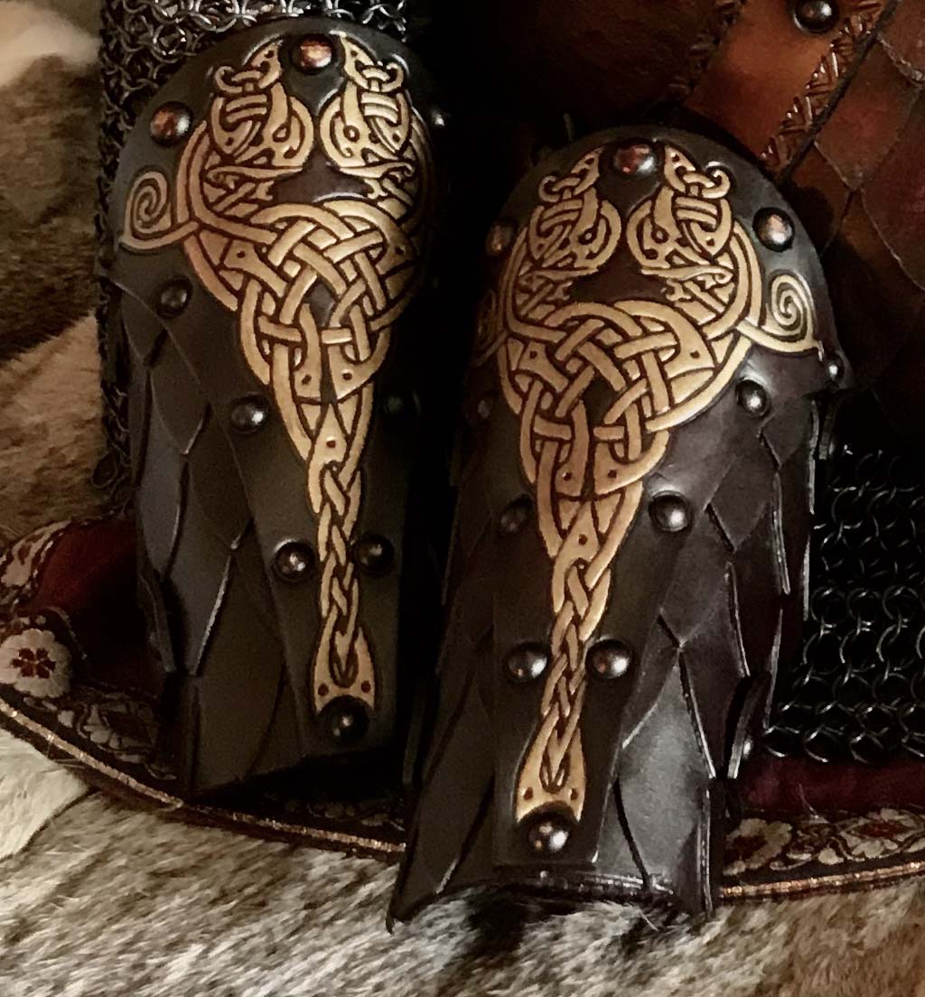 The Sigrun Deluxe larp Leather Vambraces