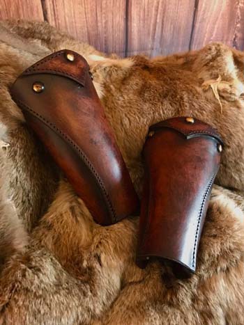 The Shield Maiden Deluxe Leather Vambraces