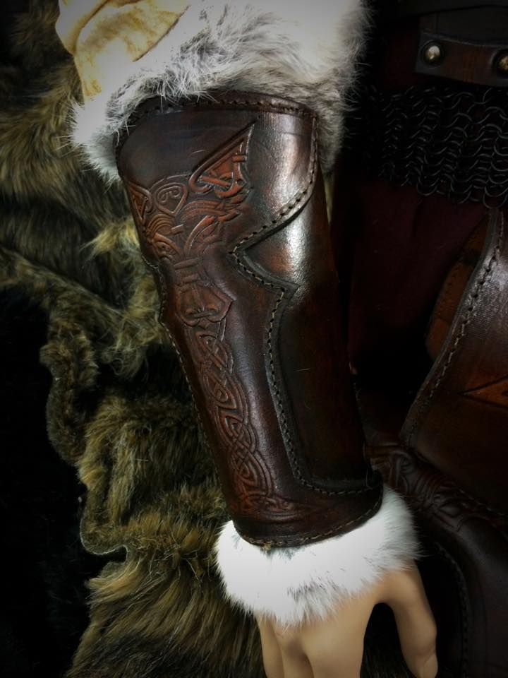 Vendel Wolf LARP Leather Vambrace