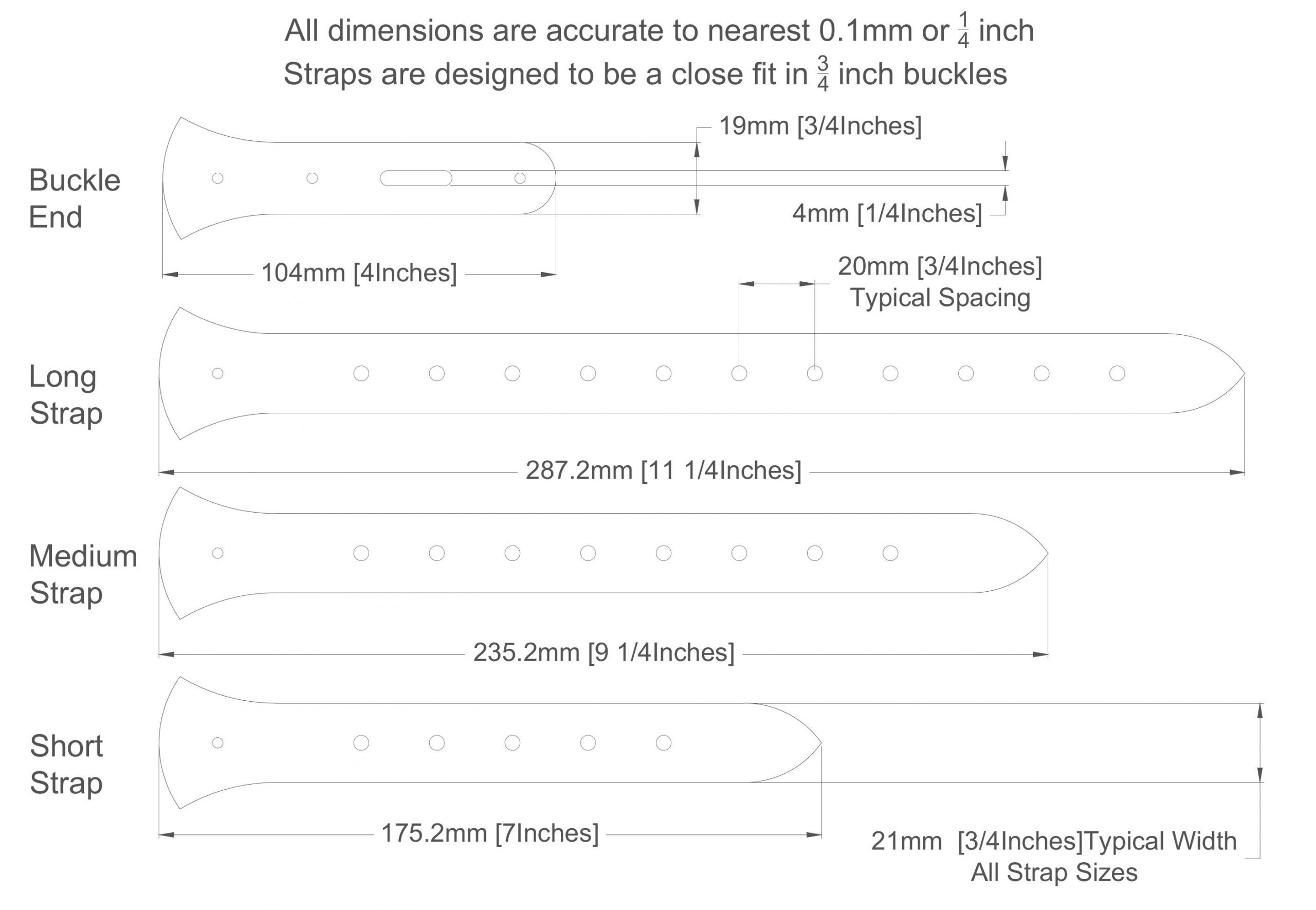 Natural Veg Tan Large Strap and Buckle Blank 10 Sets