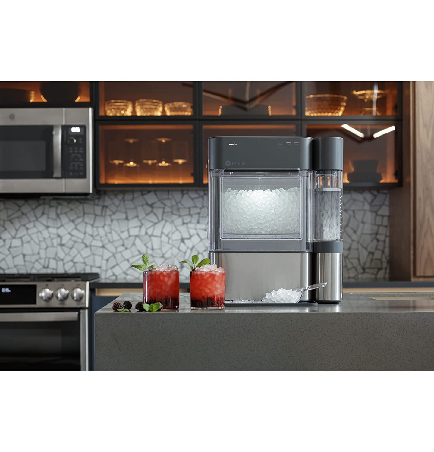 Profile Opal 2.0 | Countertop Nugget Ice Maker | Ice Machine with WiFi Connectivity | Smart Home Kitchen Essentials | Black Stainless