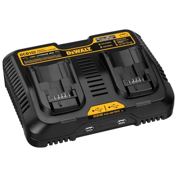 12/20V Charging Station/Dual Charger for Jobsite (DCB102) , Black