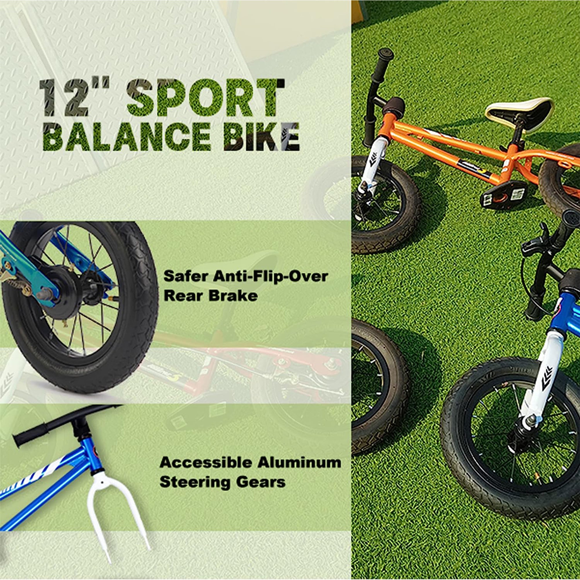 12 Balance Bike with Handbrakes for Kids Ages 2 to 5, Red