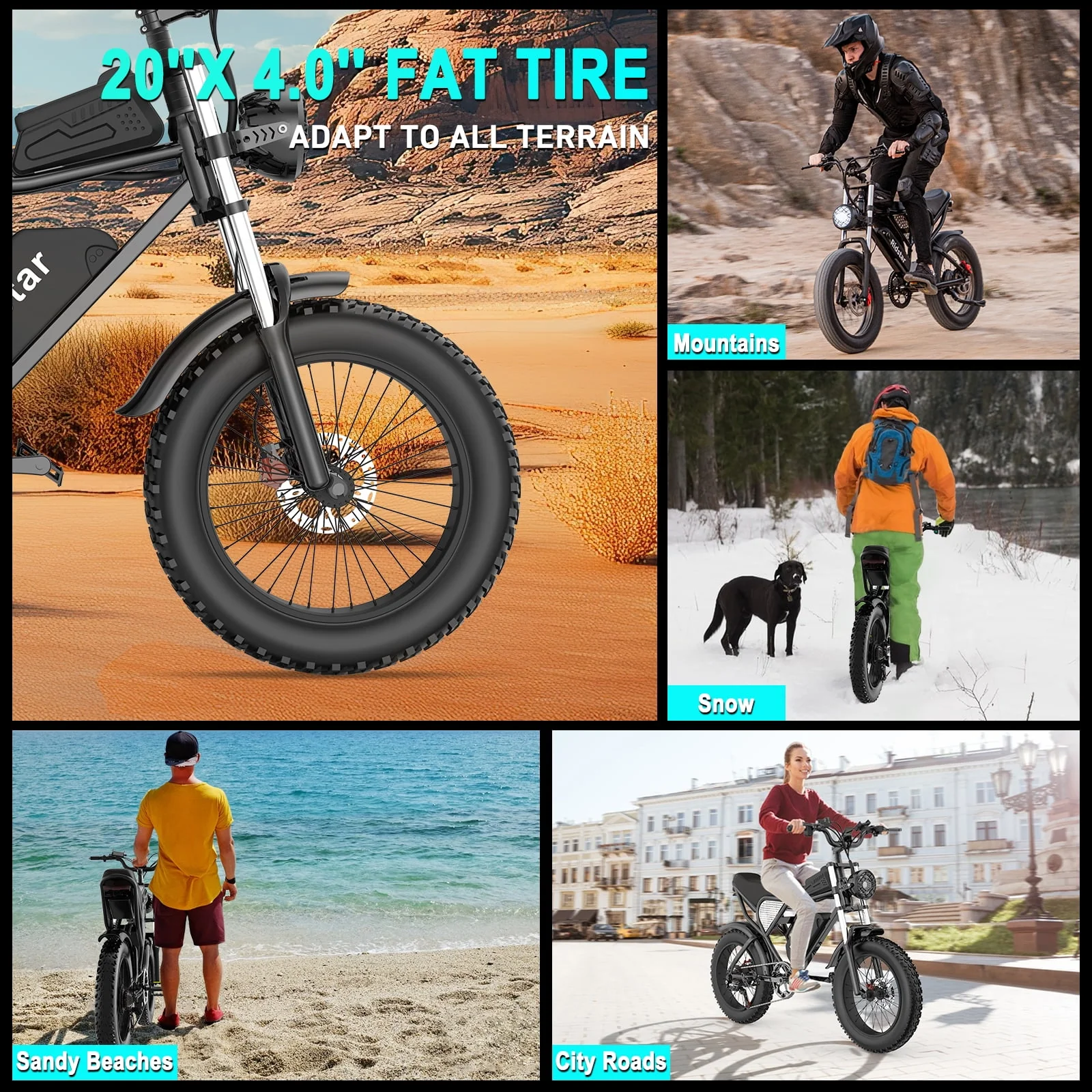 Electric Bike for Adults Ridstar, 1200W 30mph Moutain Bike,48V 15.6AH Battery E-Bike,20