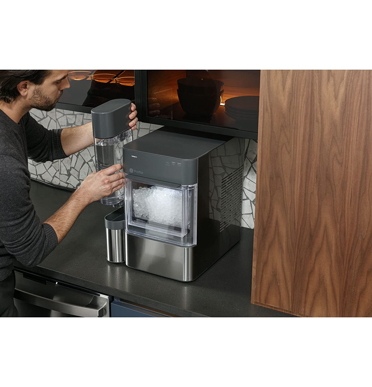 Profile Opal 2.0 | Countertop Nugget Ice Maker | Ice Machine with WiFi Connectivity | Smart Home Kitchen Essentials | Black Stainless