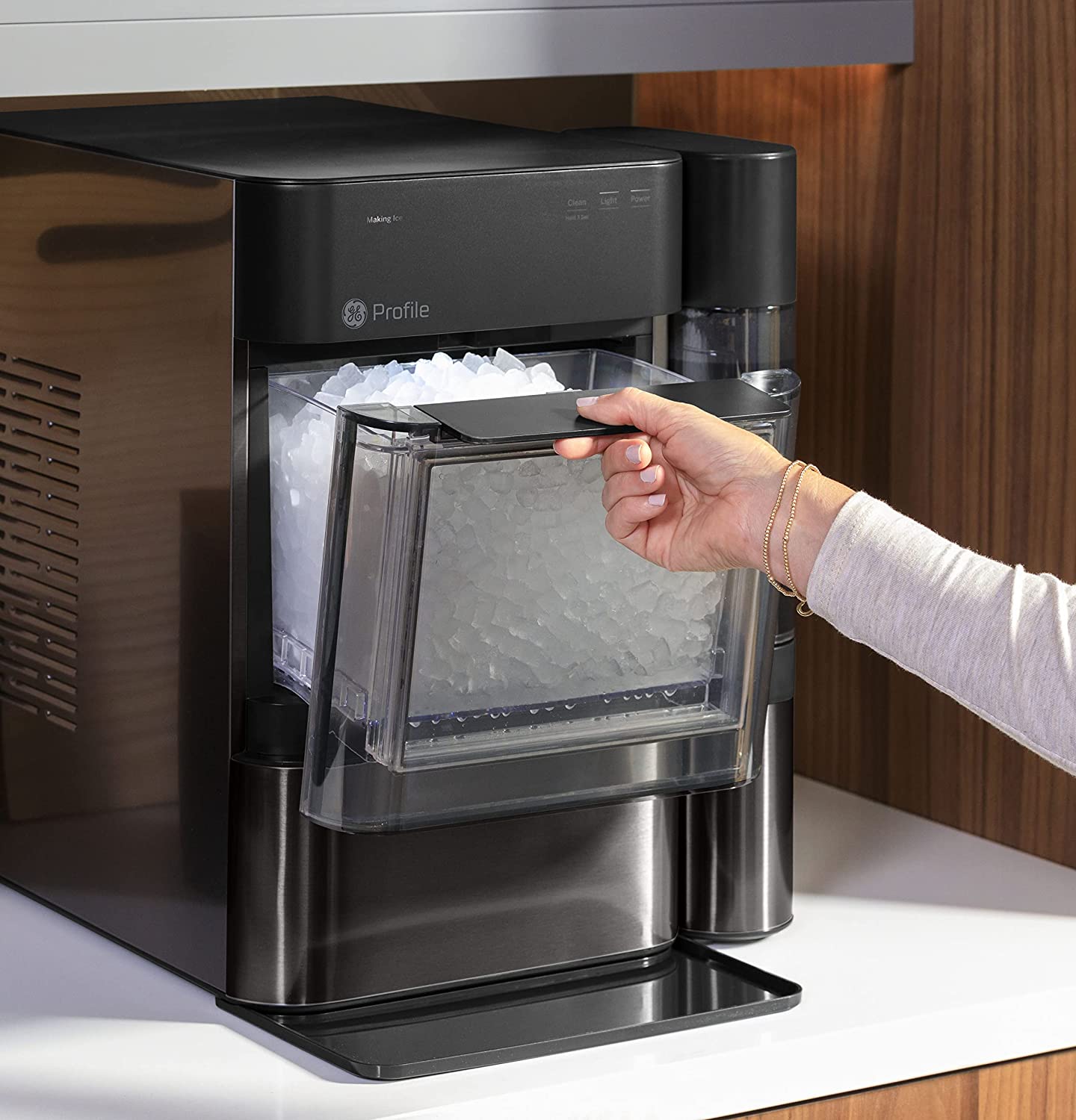 Profile Opal 2.0 | Countertop Nugget Ice Maker | Ice Machine with WiFi Connectivity | Smart Home Kitchen Essentials | Black Stainless