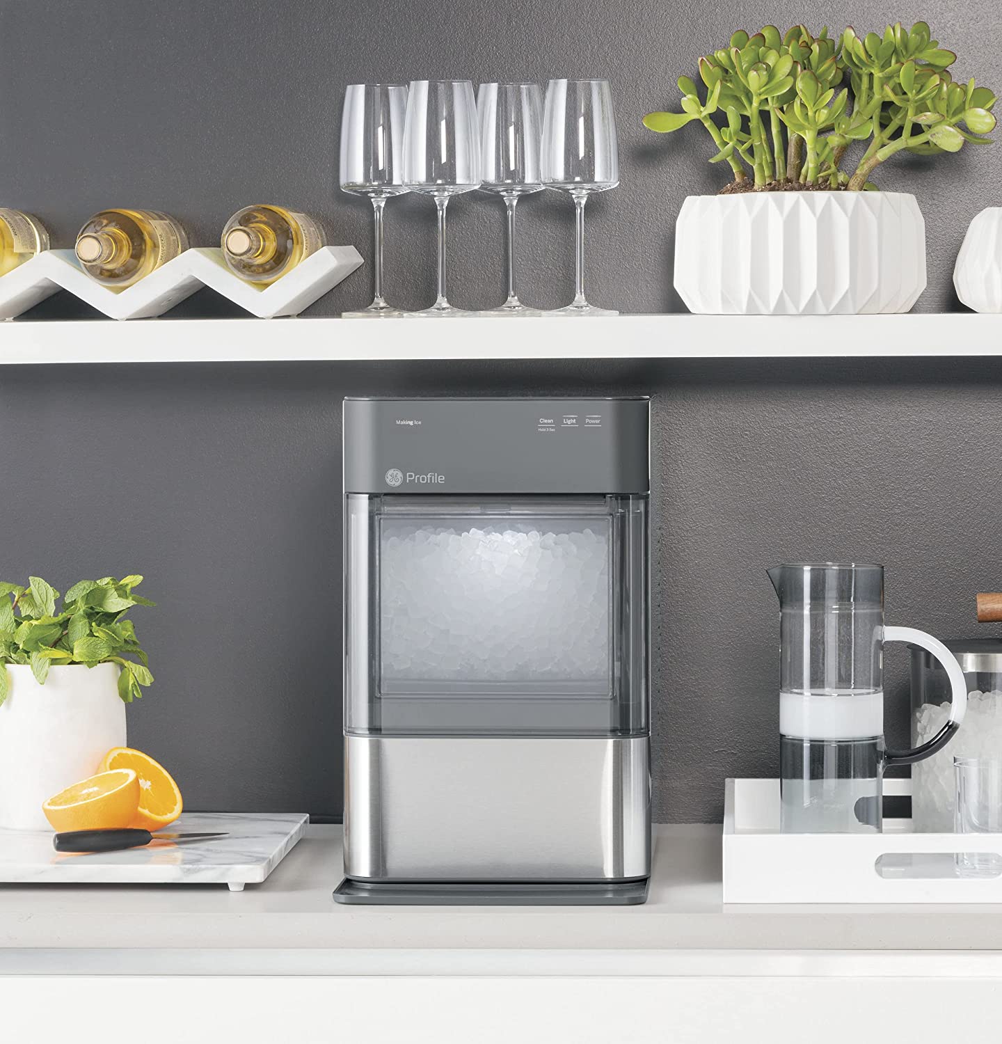 Profile Opal 2.0 | Countertop Nugget Ice Maker | Ice Machine with WiFi Connectivity | Smart Home Kitchen Essentials | Black Stainless