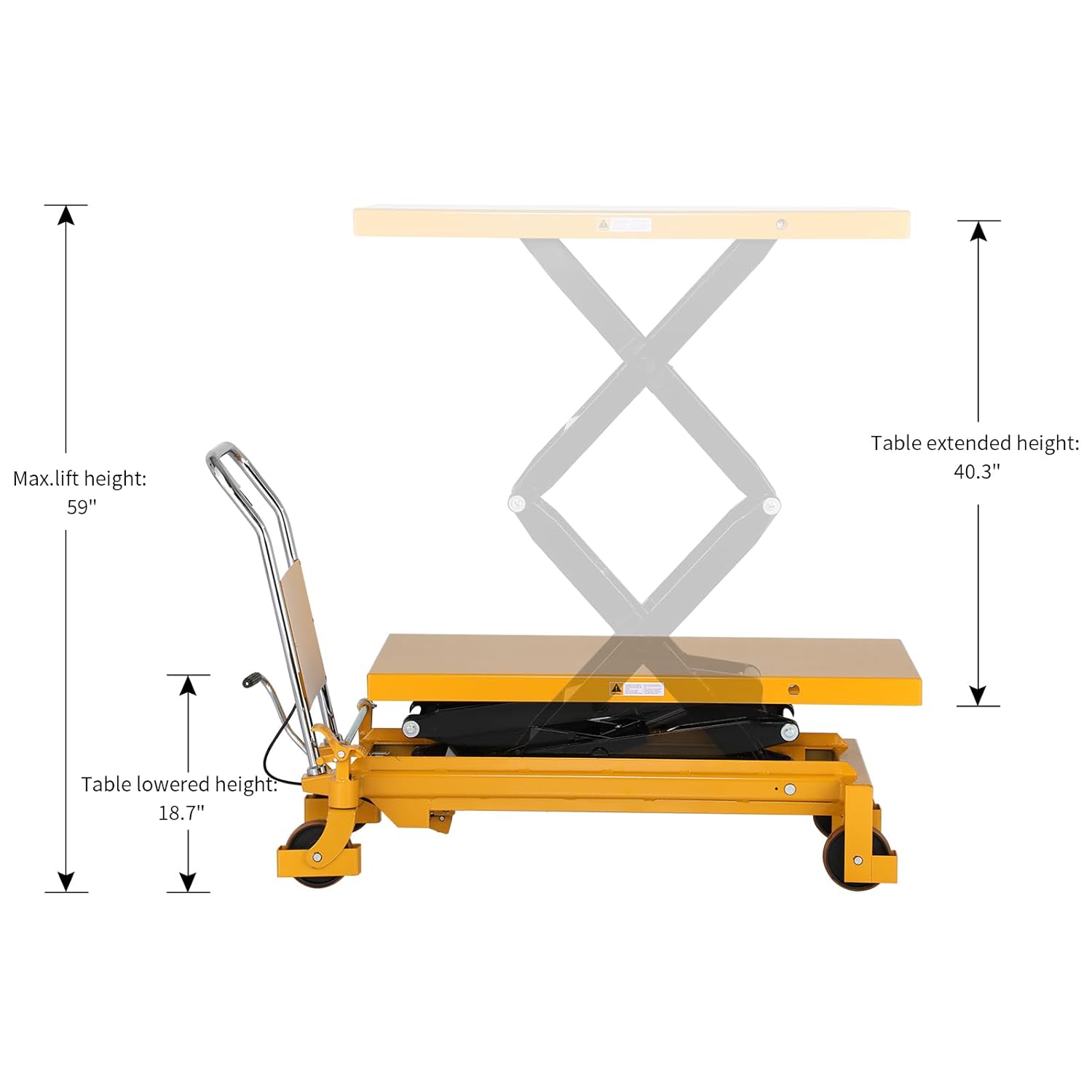 APOLLOLIFT Hydraulic Lift Table Cart – 770 lbs Capacity, 51