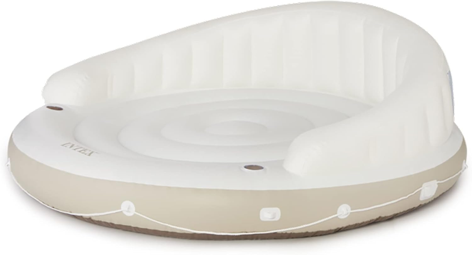 58292EP Canopy Island Inflatable Pool Float: Comfortable Lounge Surface – Built-in Cup Holders – Detachable Sunshade – 440lb Max Weight Capacity – 78.5