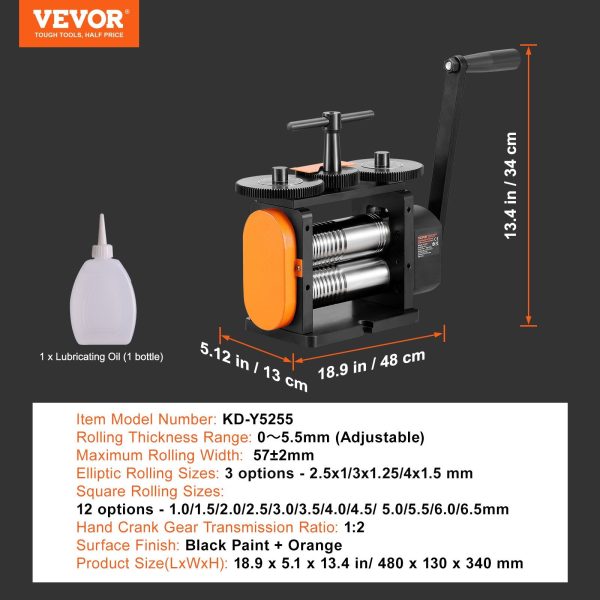 Rolling Mill Jewelry Machine 3-in-1 Multi-Function 57mm Max Width New