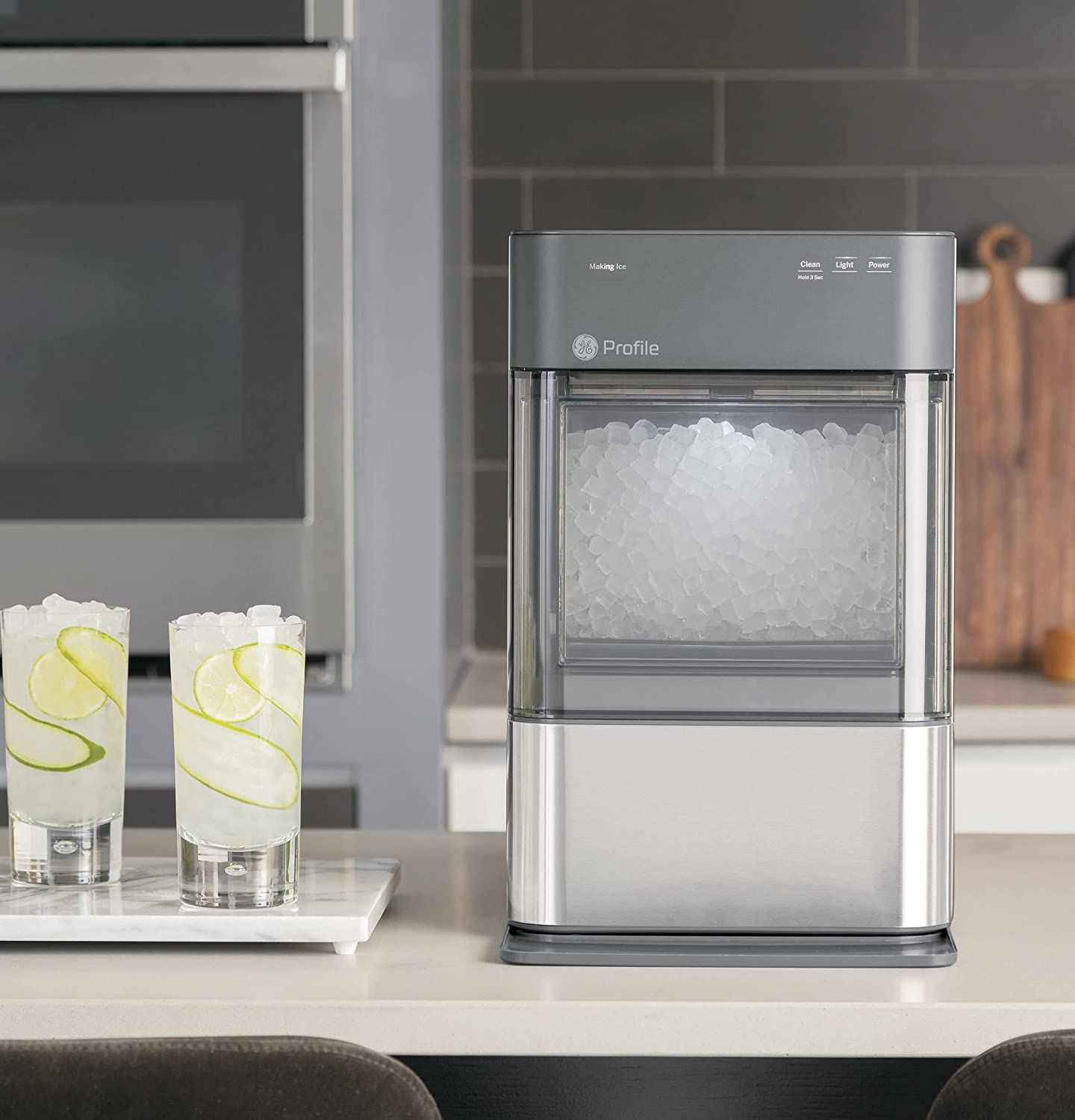 Profile Opal 2.0 | Countertop Nugget Ice Maker | Ice Machine with WiFi Connectivity | Smart Home Kitchen Essentials | Black Stainless