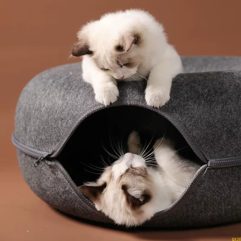 Whiskerway Tunnel Bed – 2-In-1 Cozy Hideout & Play Tube for Curious Kittens