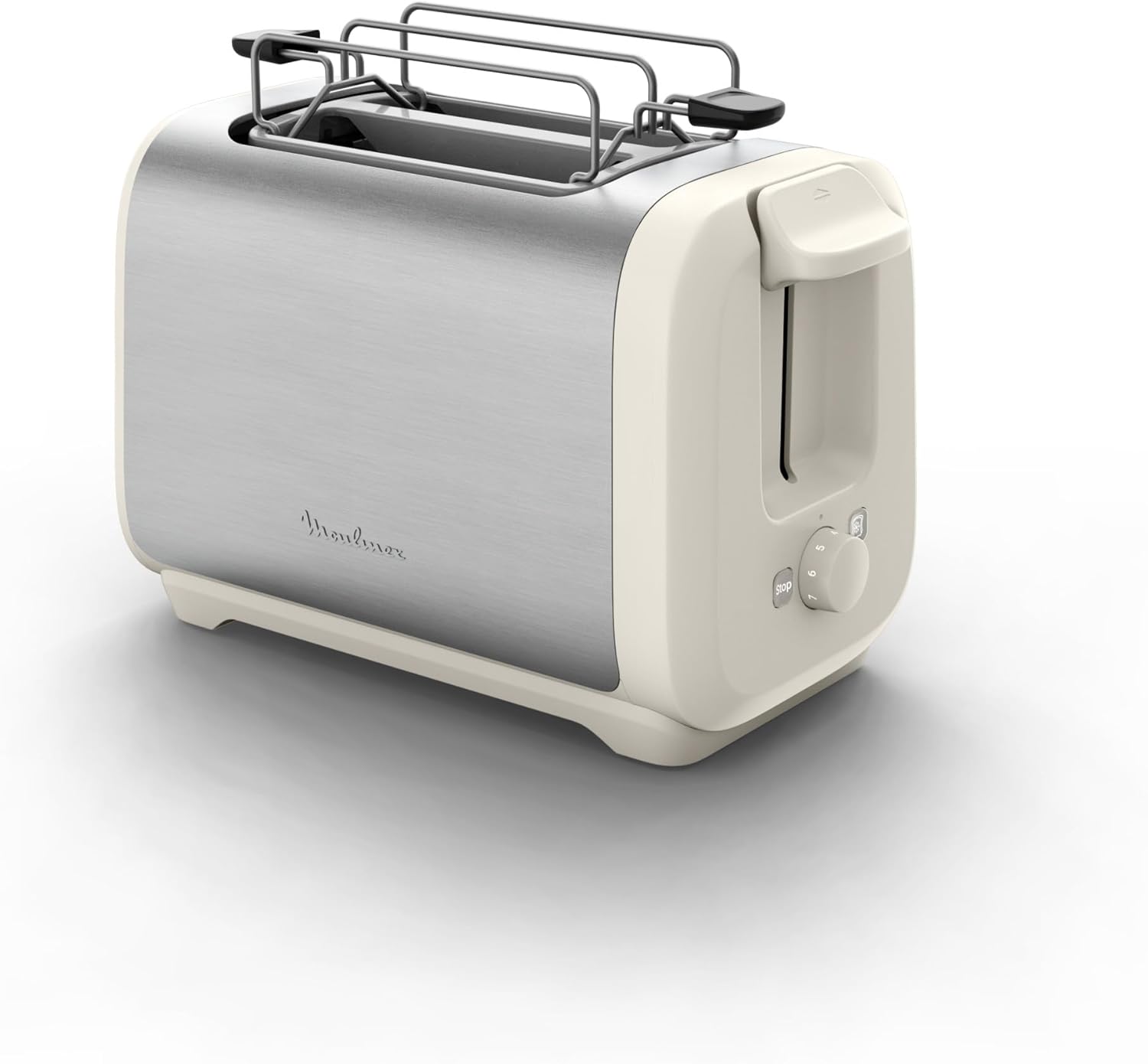 Moulinex Subito LT340811 Toaster 2 Slots and 7 Settings/Toasting Time, Stop Function, Crumb Tray, 2 Illuminated Settings for Defrost and Reheat Functions, Black