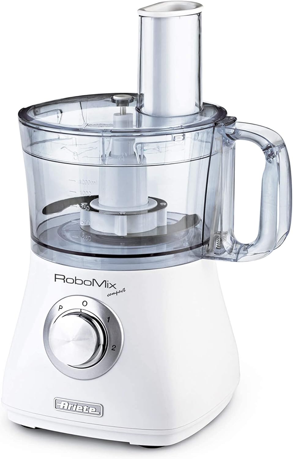 Ariete 1769 Robomix Compact Food Processor, 500 W, 2 Speeds, Pulse Function, Capacity 2 Litres, Stainless Steel Blade, White