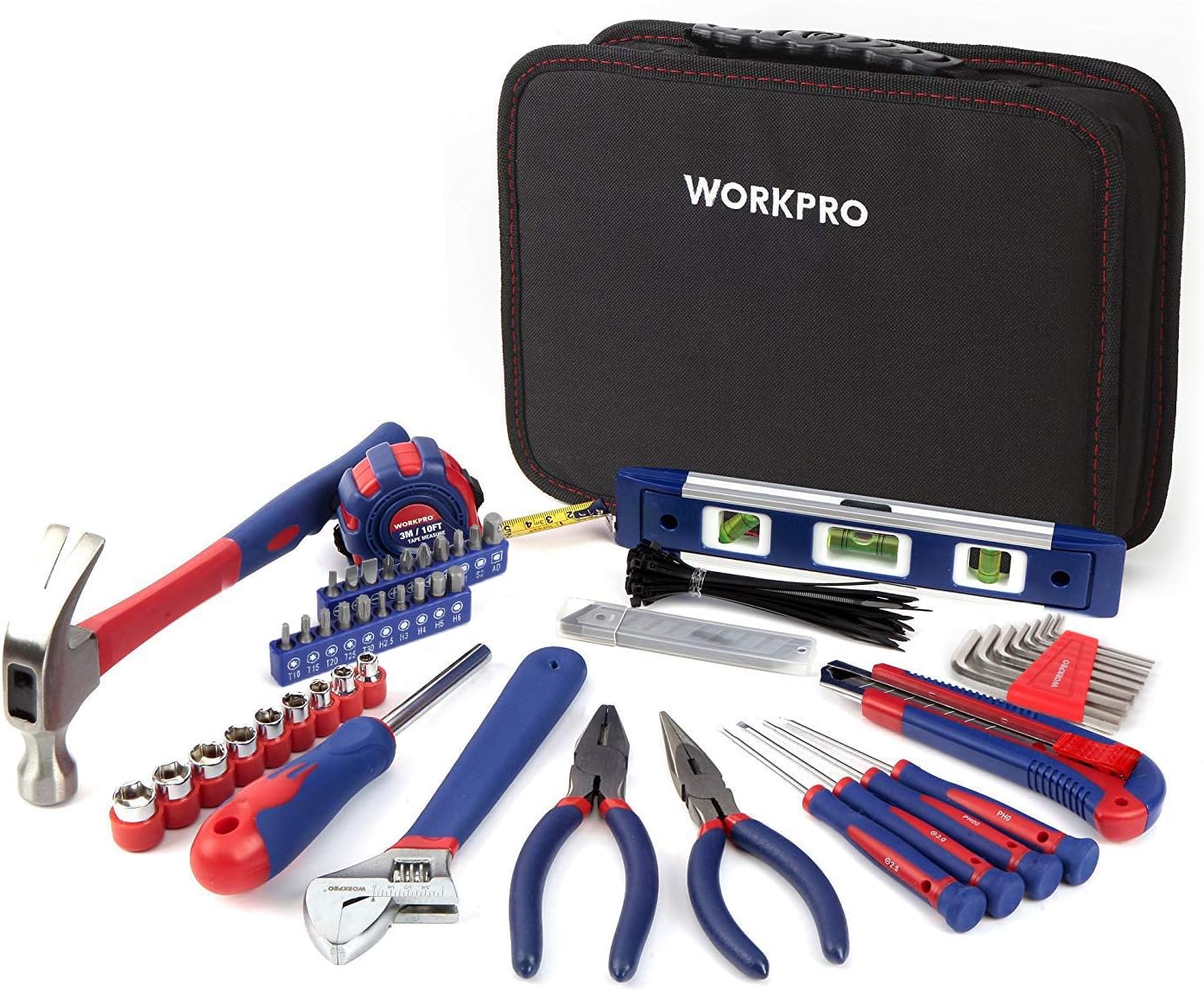 WORKPRO 100-Piece Basic Tool Set, Hand Tools with Bag, Professional Tool Set for DIY and Daily Arrangements