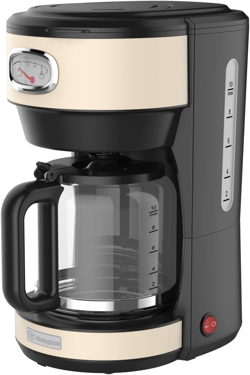 Westinghouse Retro Coffee Maker – Filter Coffee – Reusable Filter – 1.25 L – 10 Cups – 1000 W – Beige