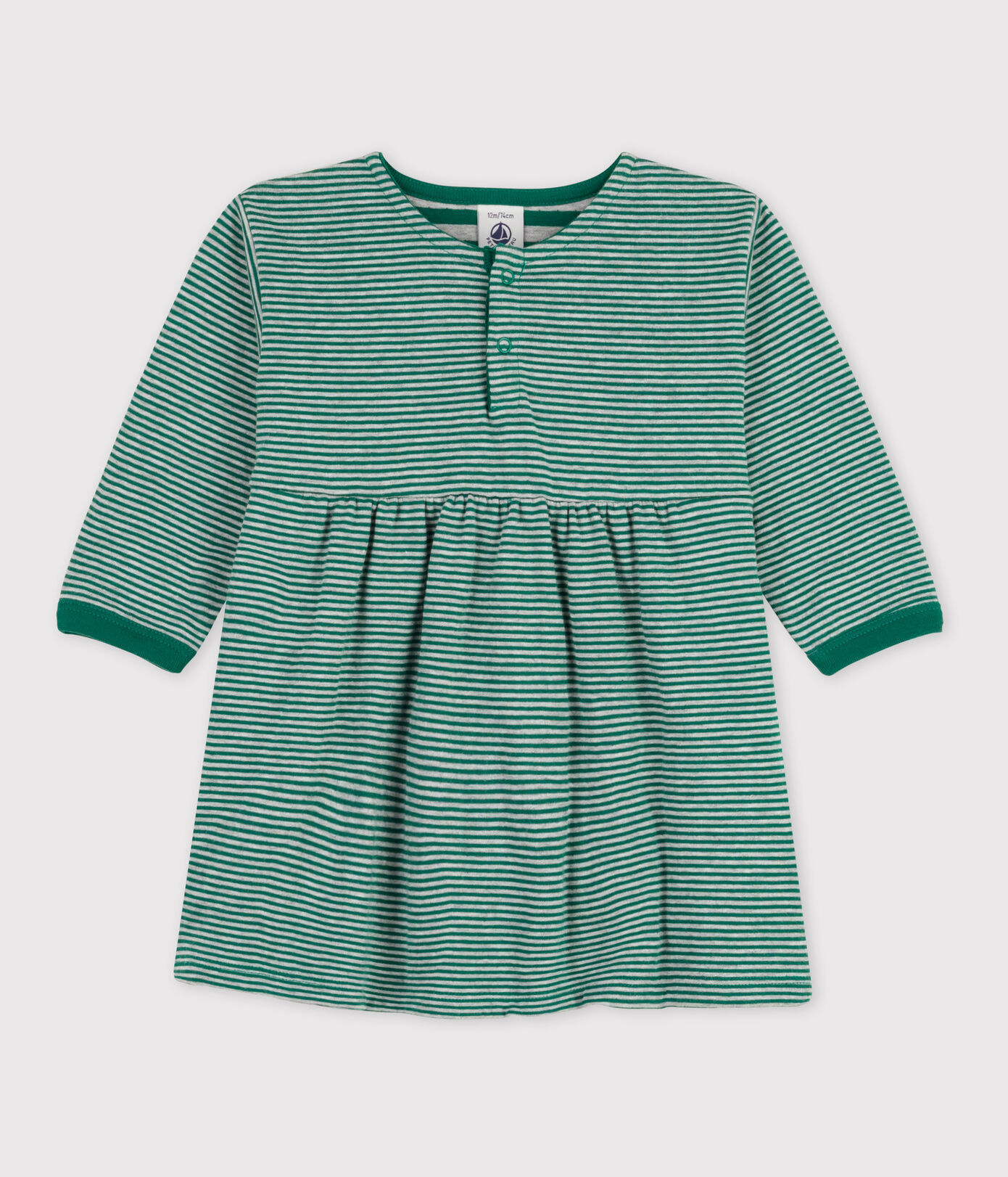 Robe manches longues rayée milleraies bébé en tubique