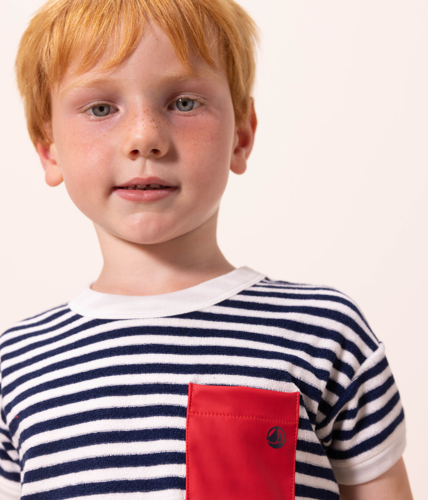 Tee-shirt rayé en bouclette éponge enfant garon