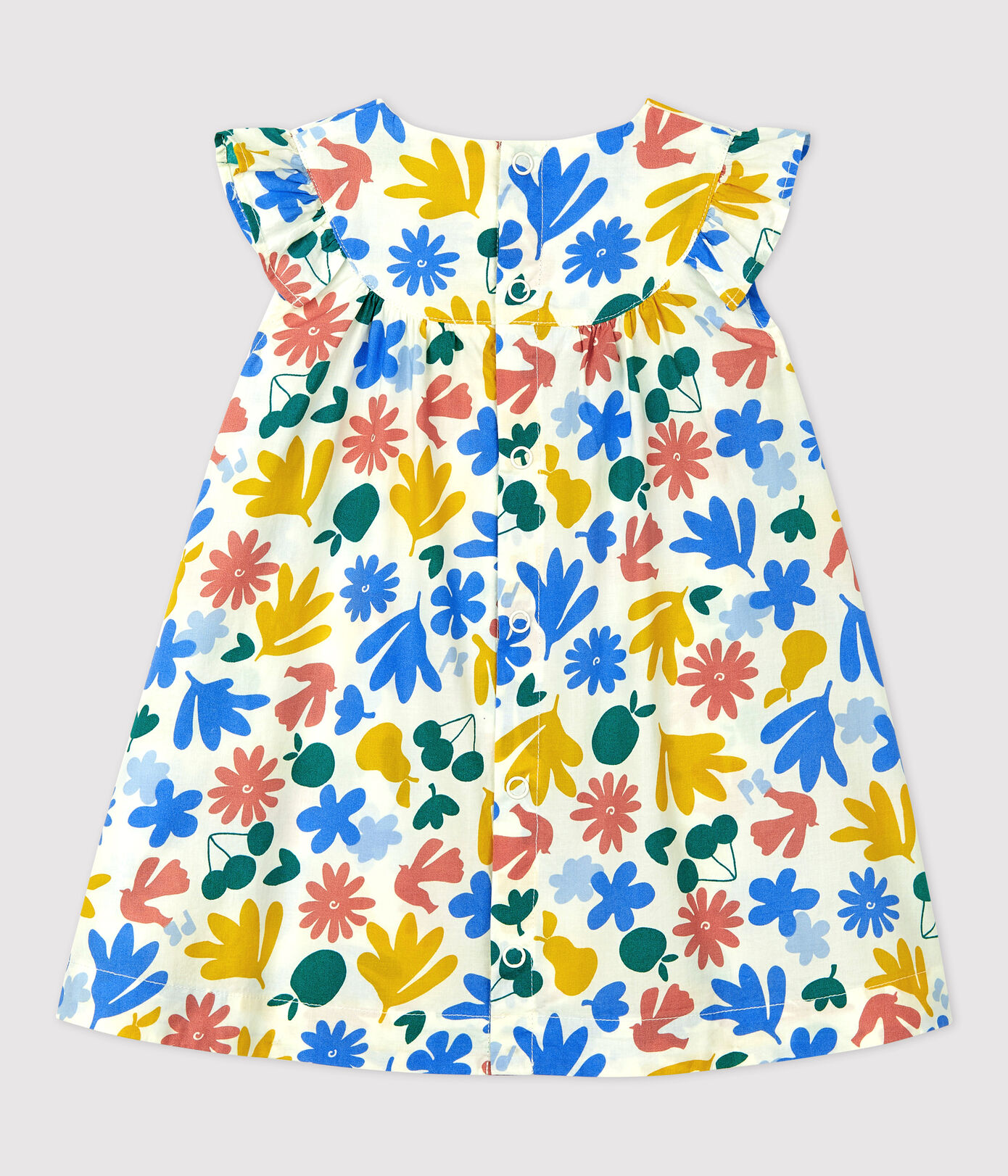 Robe manches courtes imprimée fleuri en popeline bébé