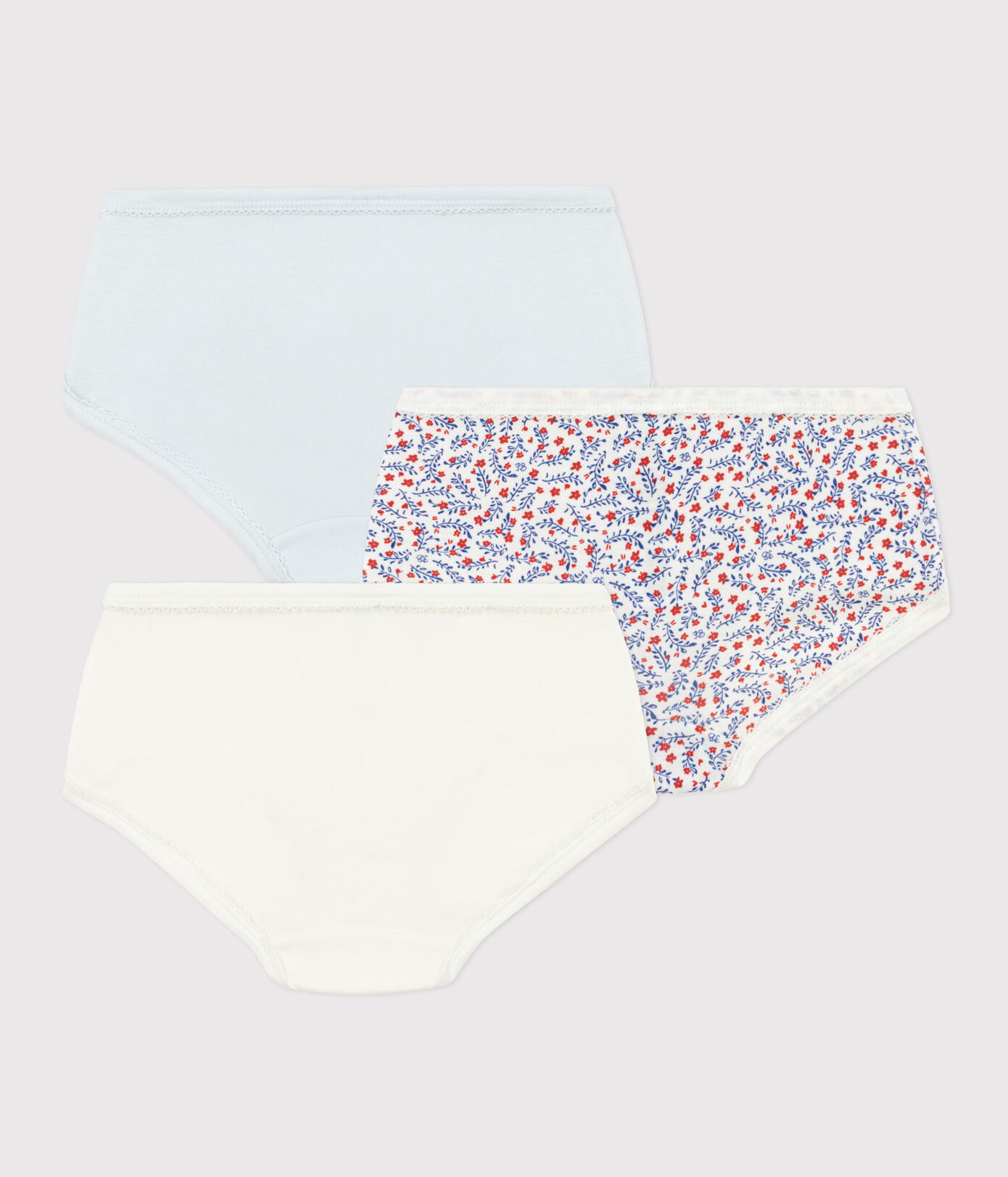 Lot de 3 culottes fleurs en coton petite fille