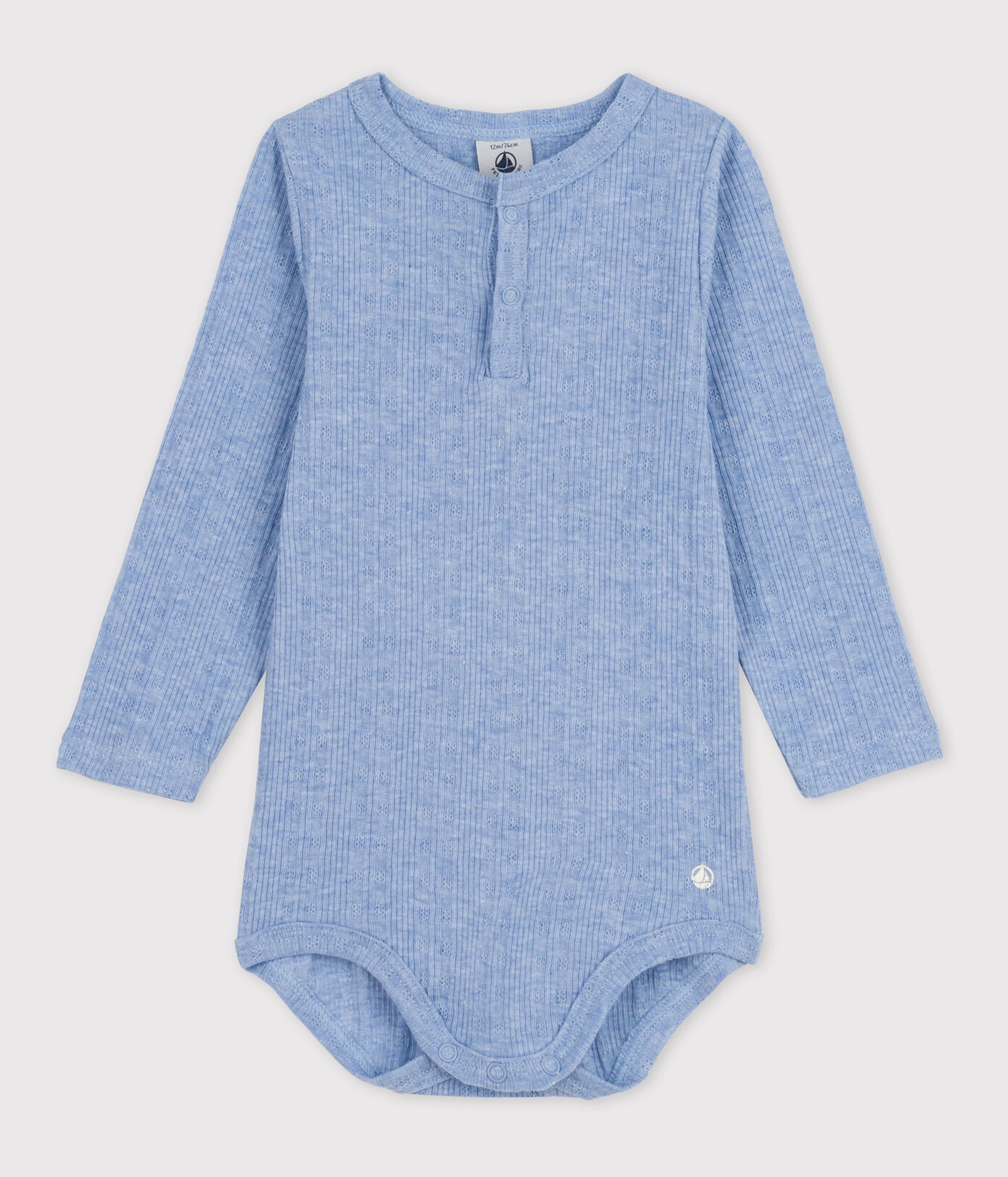 Body manches longues bébé col tunisien en coton